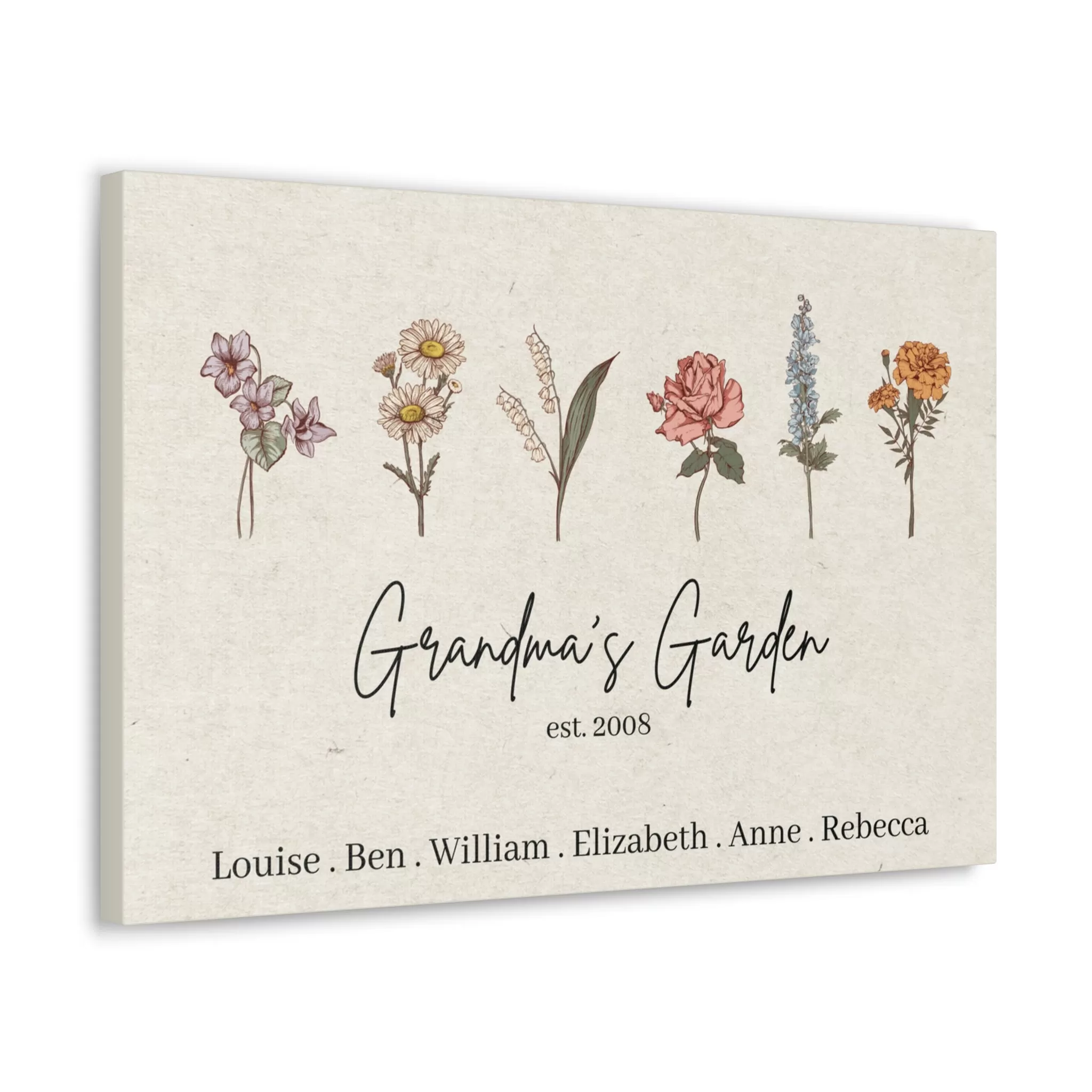 Custom Birth Flower Canvas Gallery Wrap