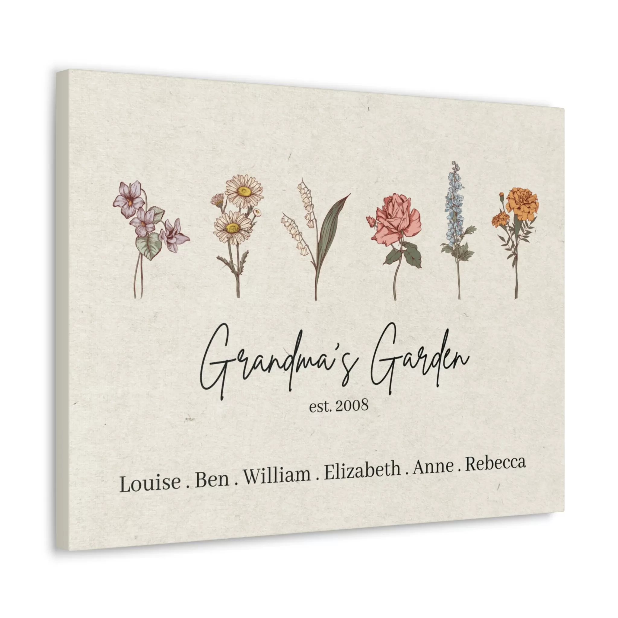 Custom Birth Flower Canvas Gallery Wrap