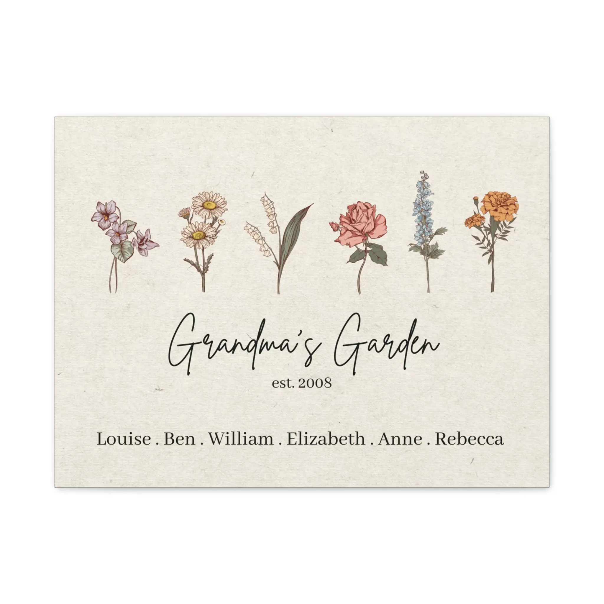 Custom Birth Flower Canvas Gallery Wrap