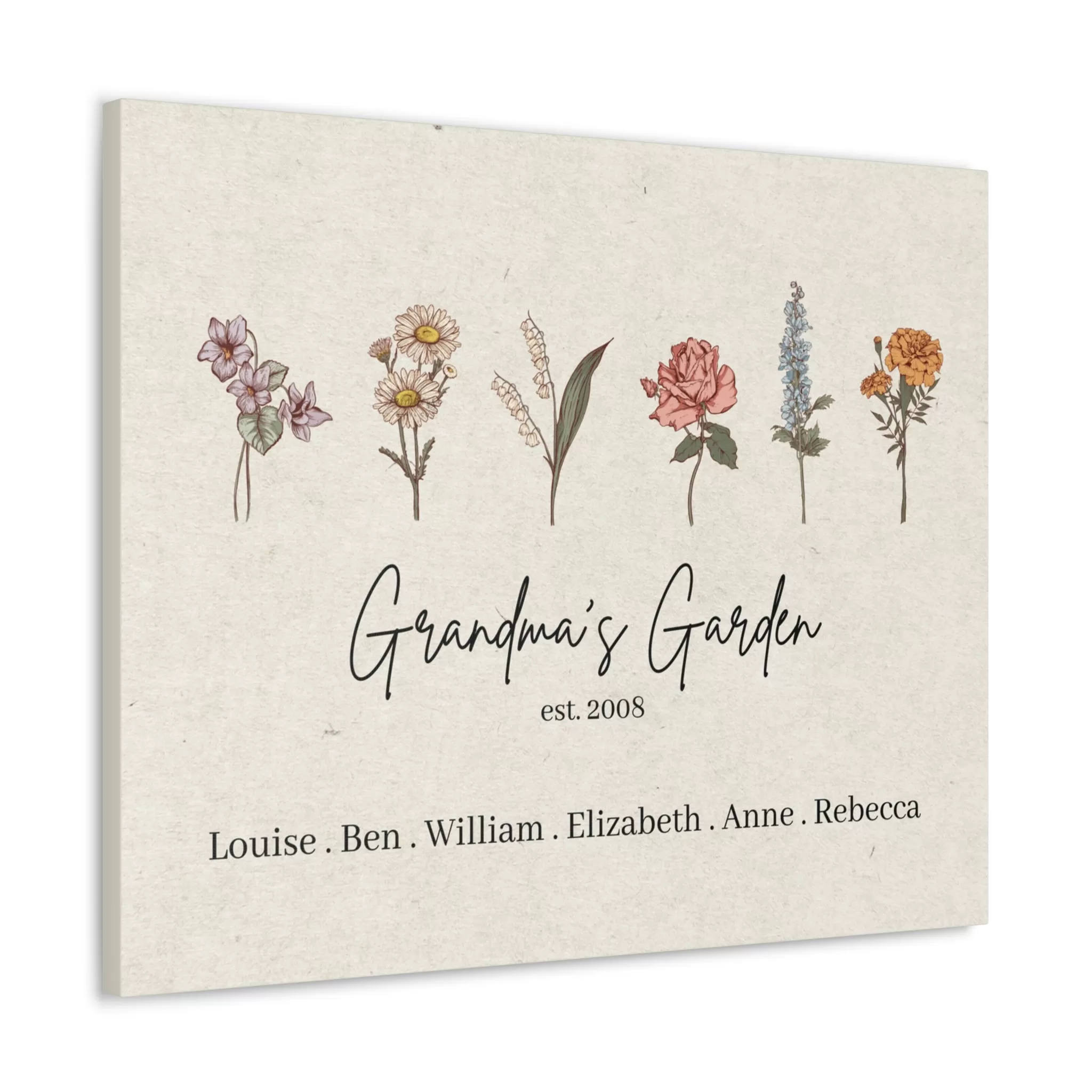 Custom Birth Flower Canvas Gallery Wrap