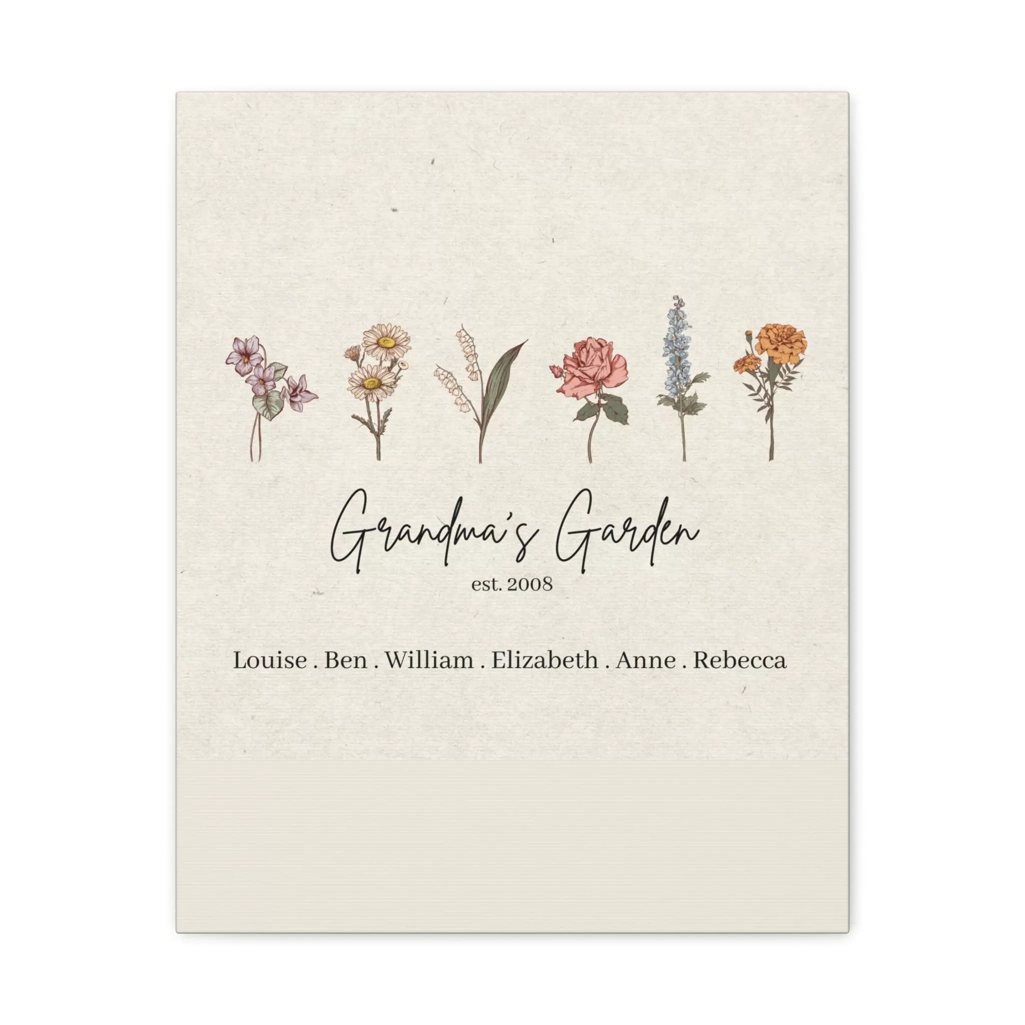 Custom Birth Flower Canvas Gallery Wrap