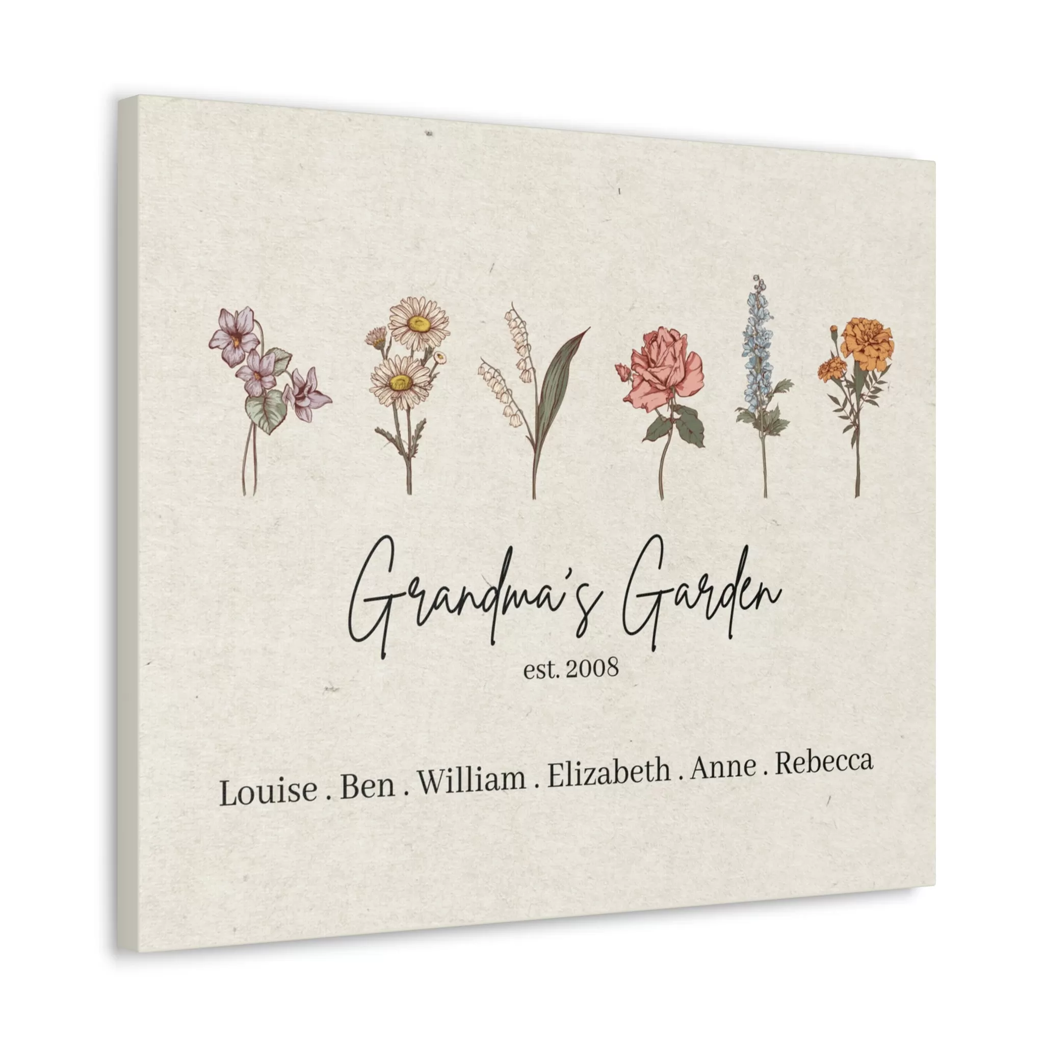 Custom Birth Flower Canvas Gallery Wrap