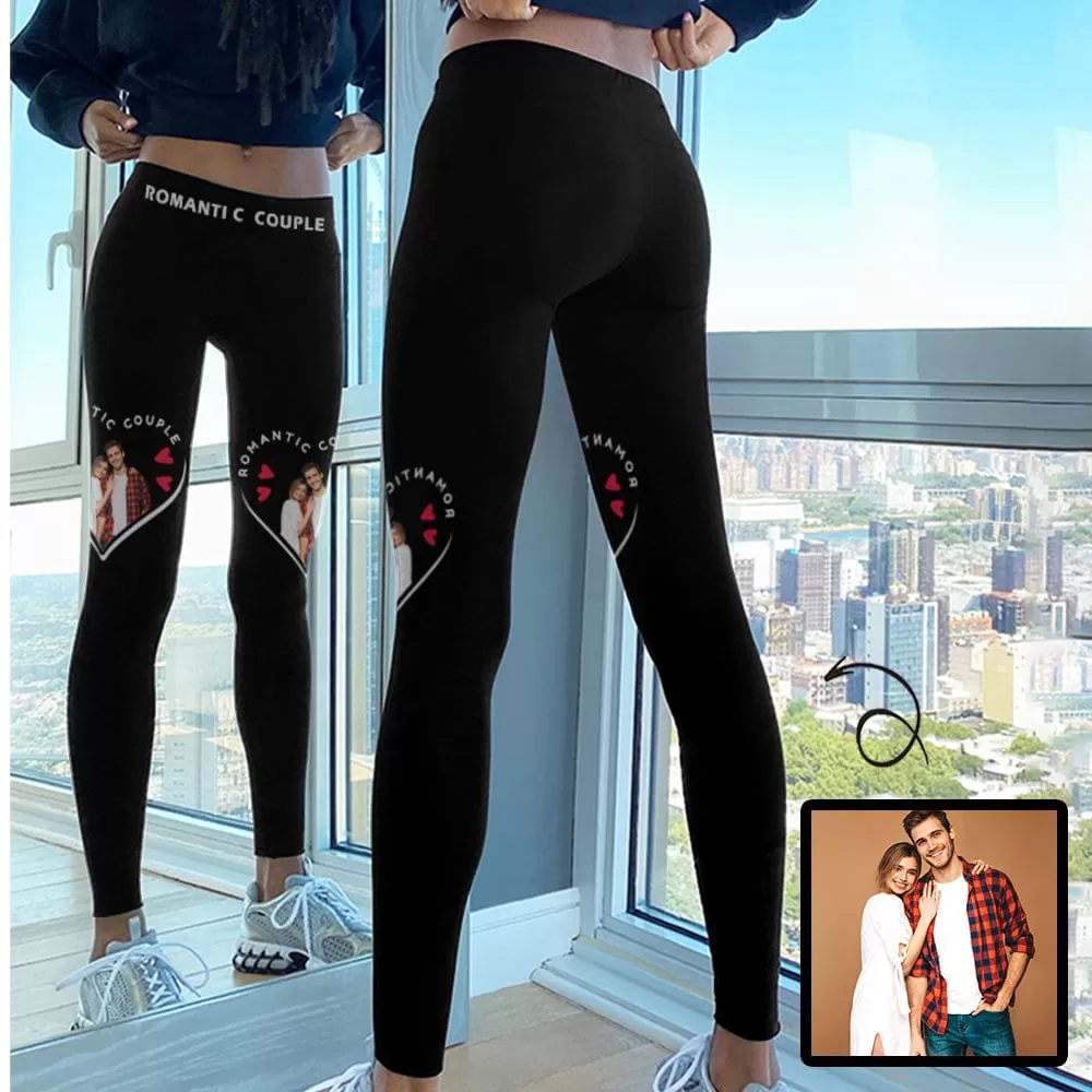 Custom Photo Couple Heart Leggings Design Your Own Leggings