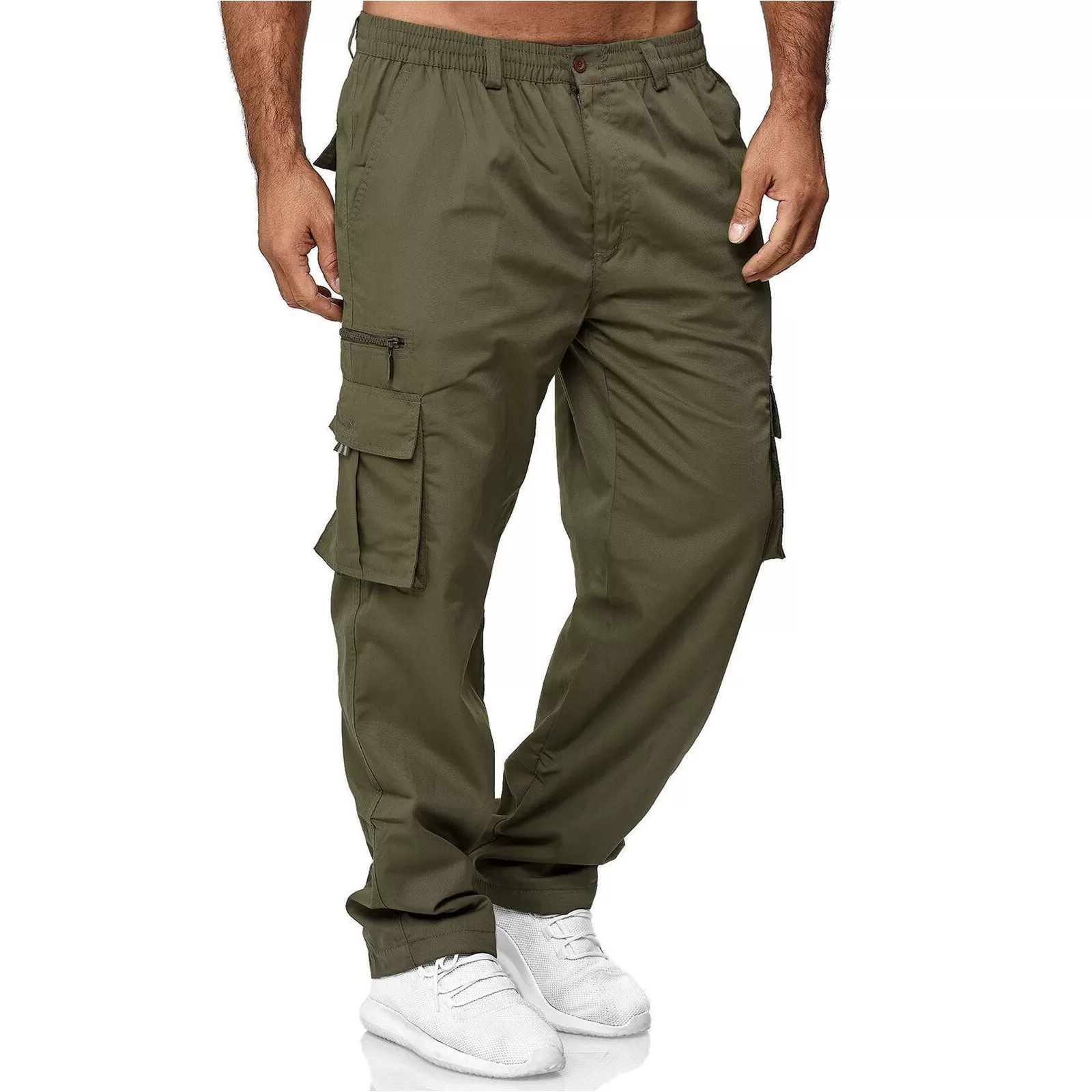 CUSUAL LOOSE ZIPPER MULTI-POCKETS CARGO PANTS