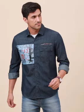 Dark Navy Denim Double Pocket Shirt