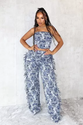 Dreamy Jacquard Print Top & Pants SET