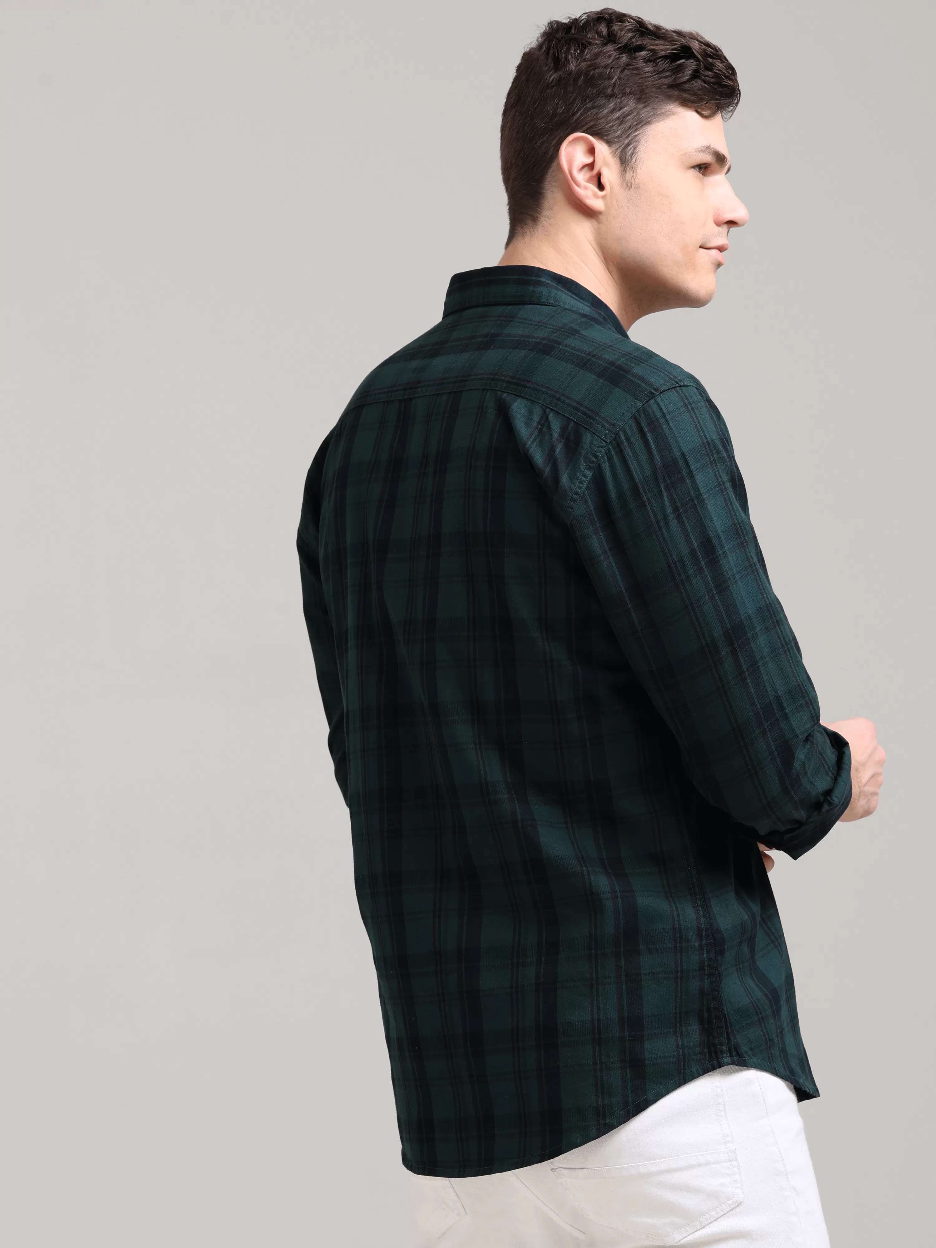 Dusky Green Semi Corduroy Shirt