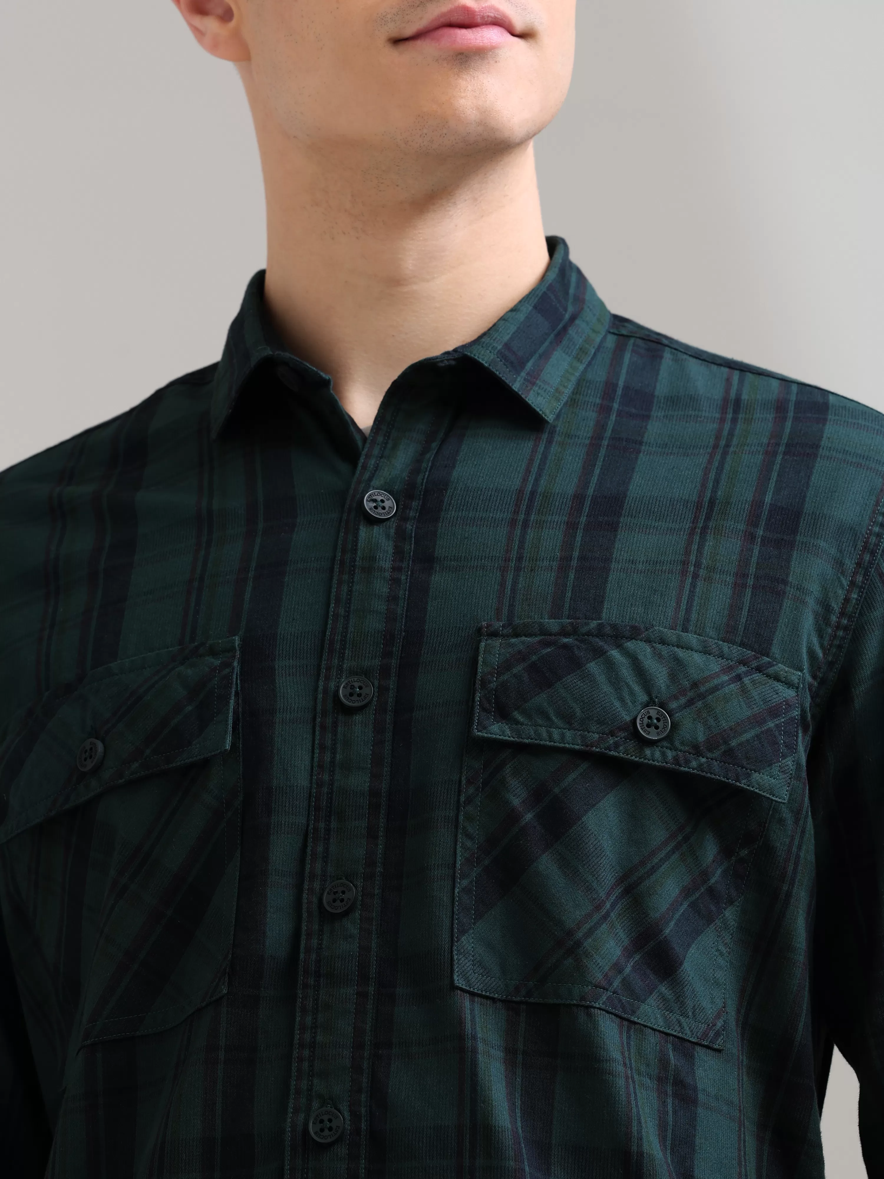 Dusky Green Semi Corduroy Shirt