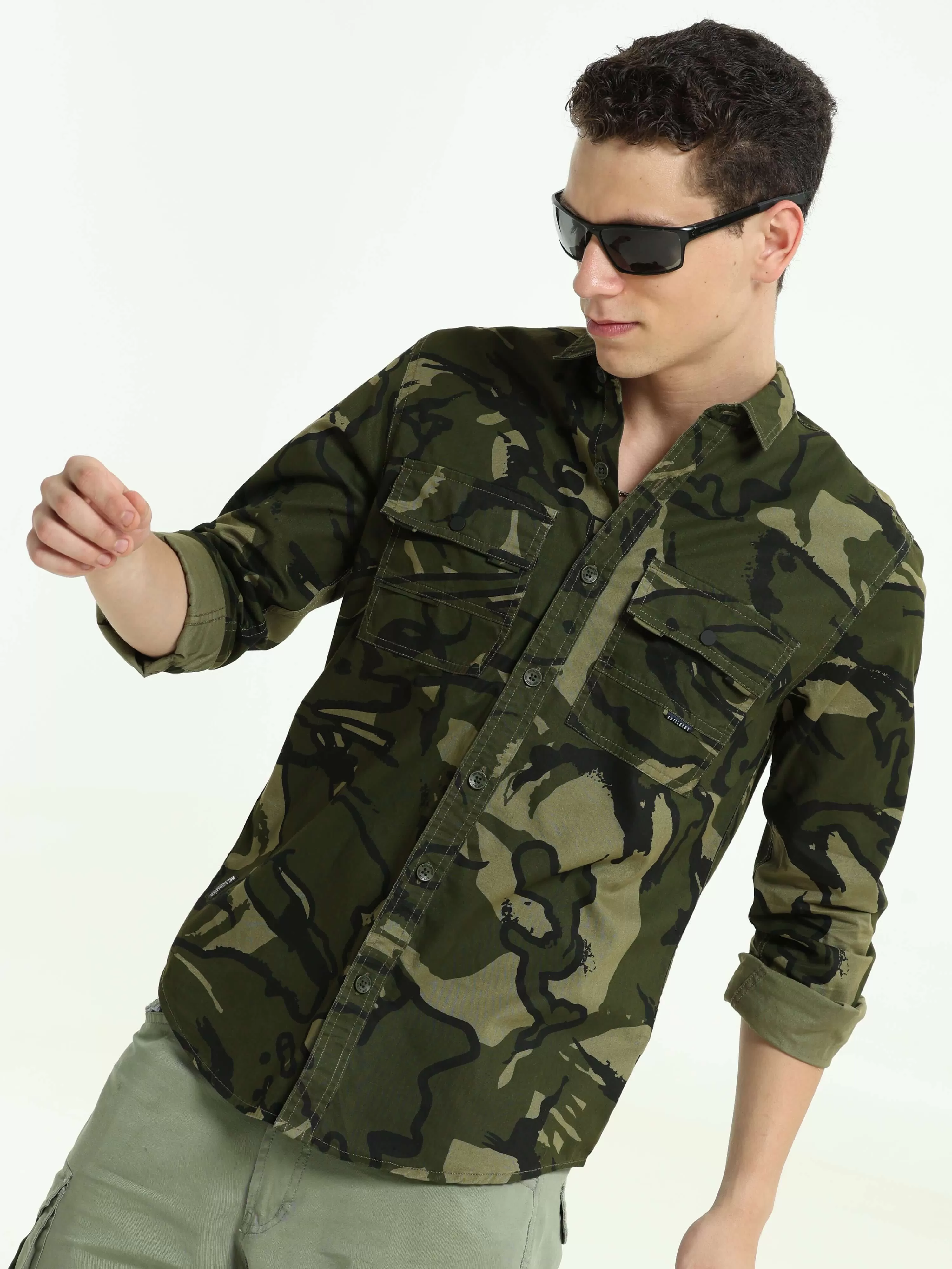 ETLS/72 Camo Cargo military green shirt