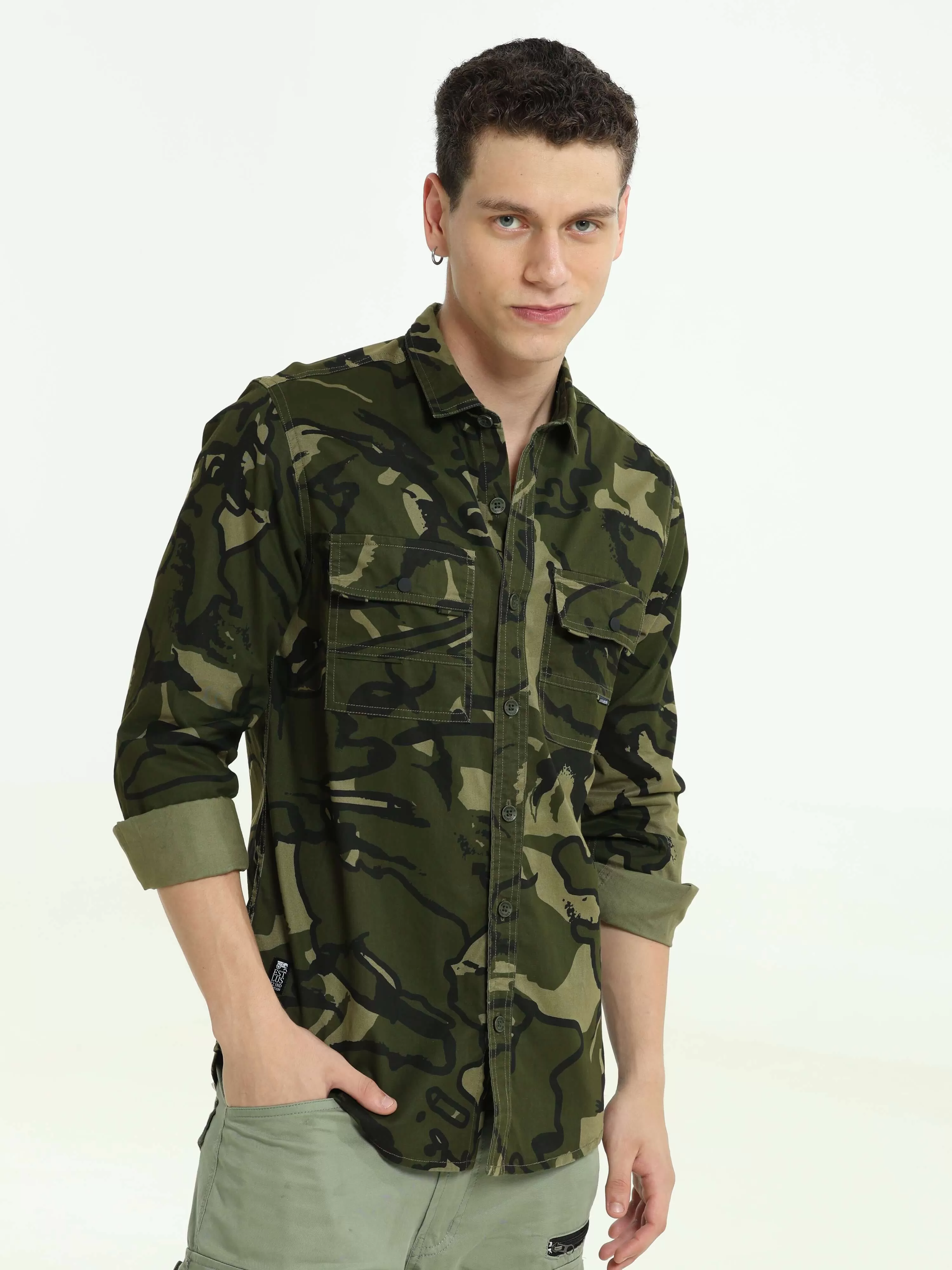 ETLS/72 Camo Cargo military green shirt