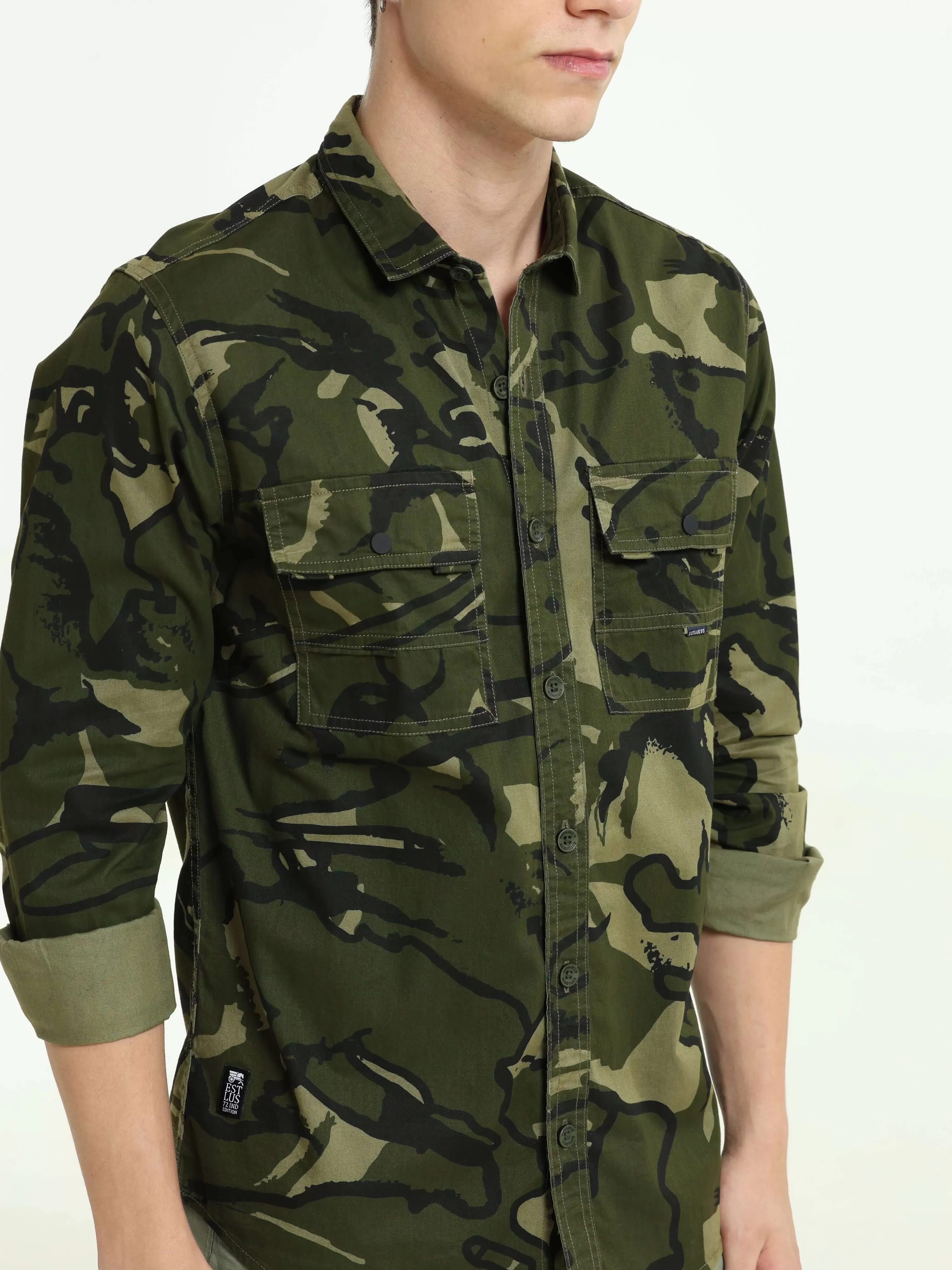 ETLS/72 Camo Cargo military green shirt