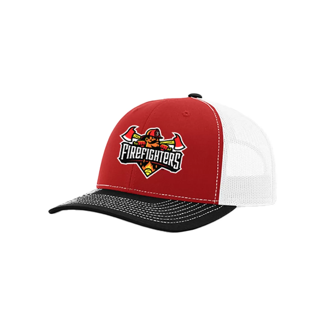 Firefighters Richardson 112 Trucker Hat - White/Black/Red