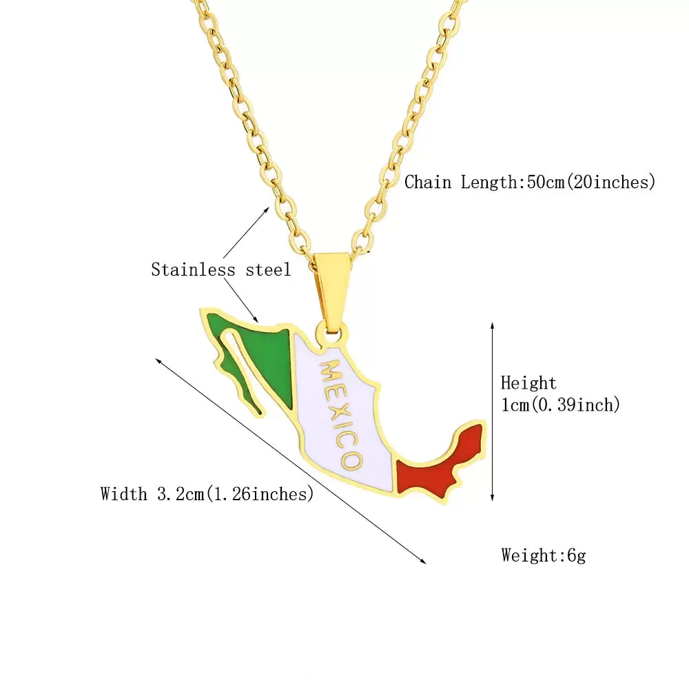 Flag Mexico Necklace Gold Color