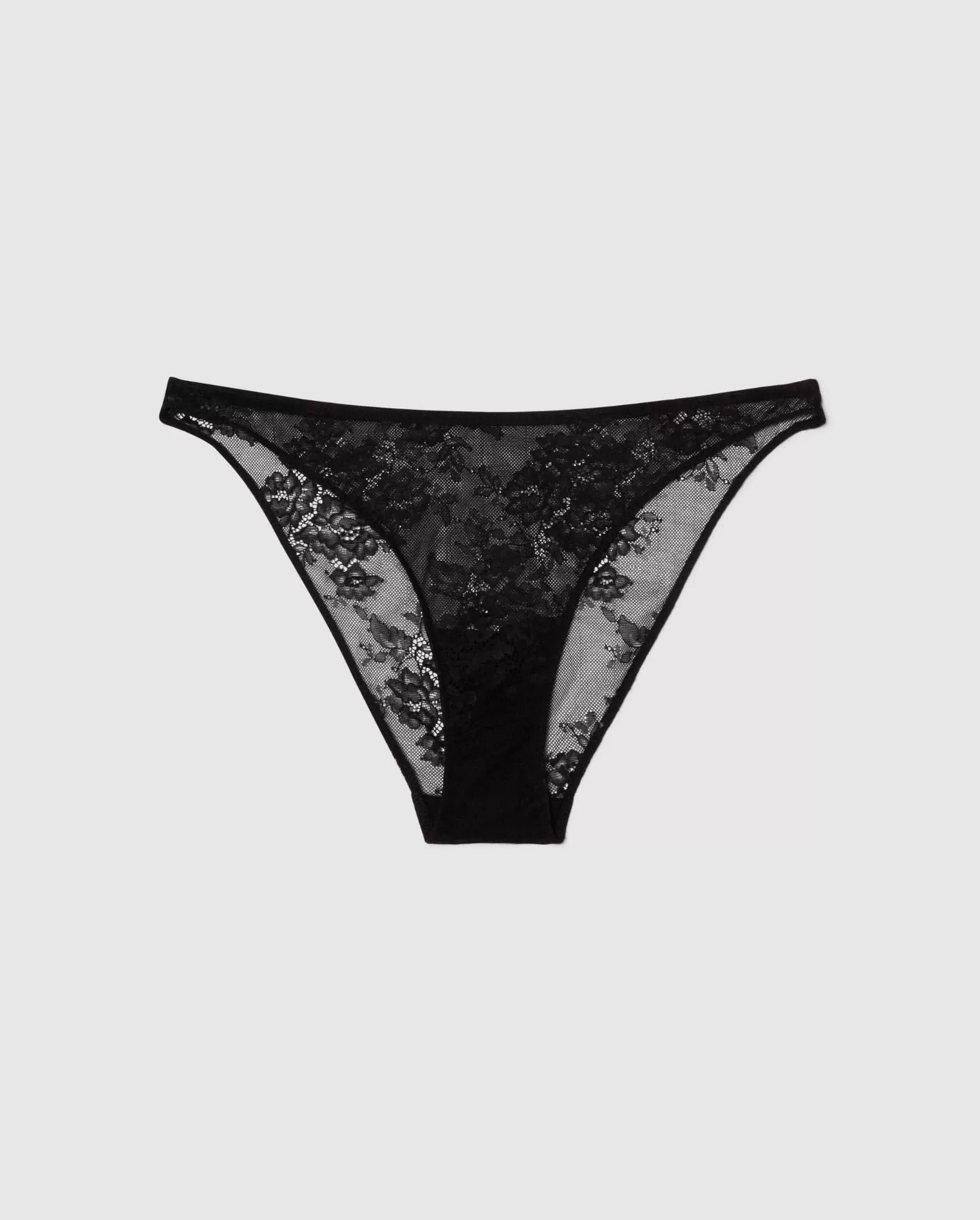 Floral Lace Bikini Briefs Black