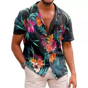 FLOWERS PRINTED ALOHA SHIRT