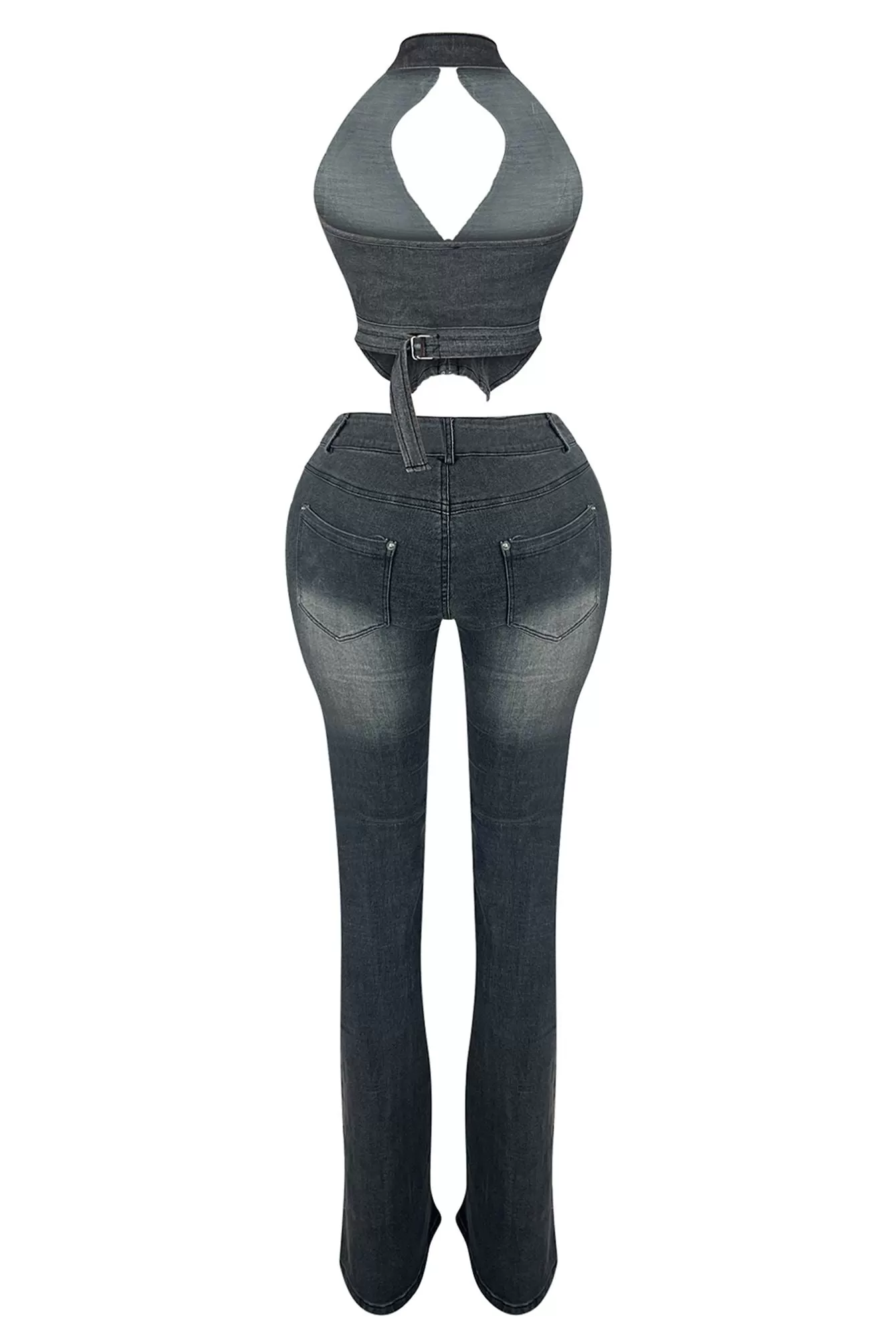 Free Fallin Vintage Denim Halter Top & Pants SET