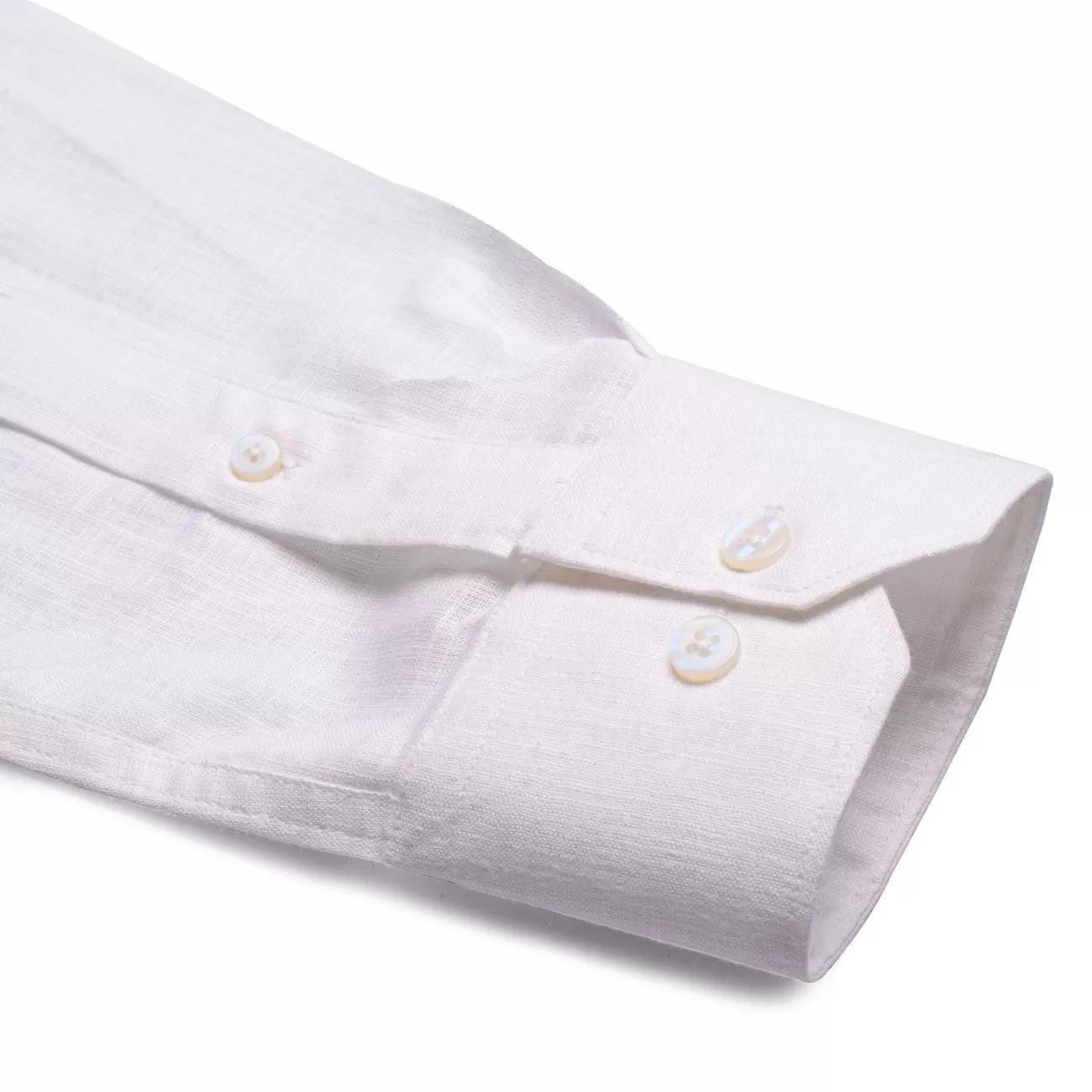 Frost White Cotton Linen Mandarin Collar Shirt