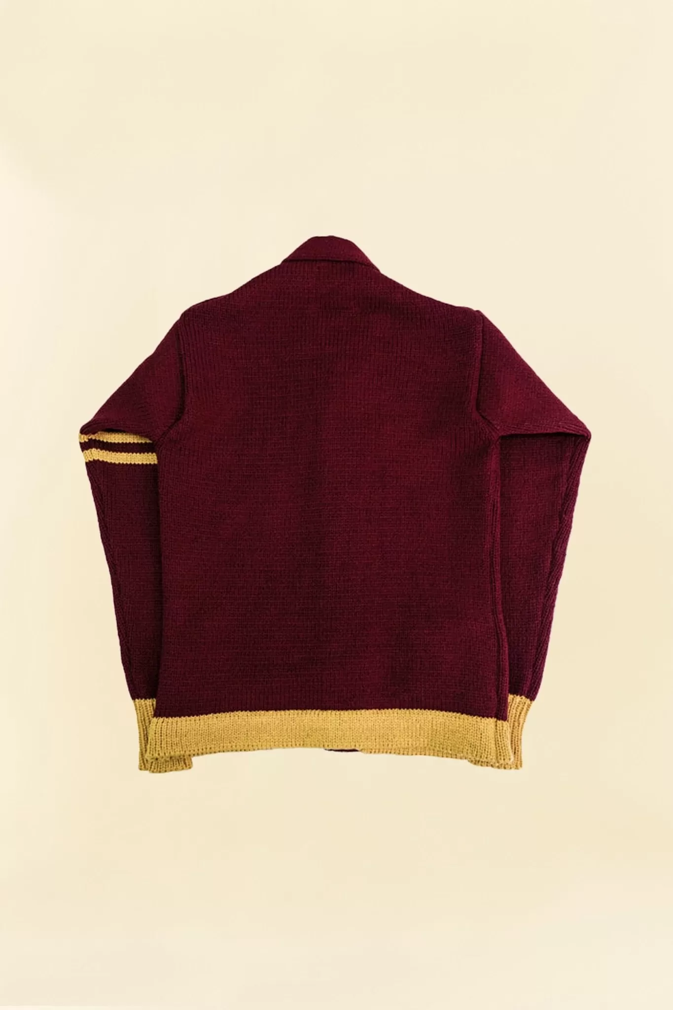 Fullcount Husk Wool Letterman Cardigan - Burgundy