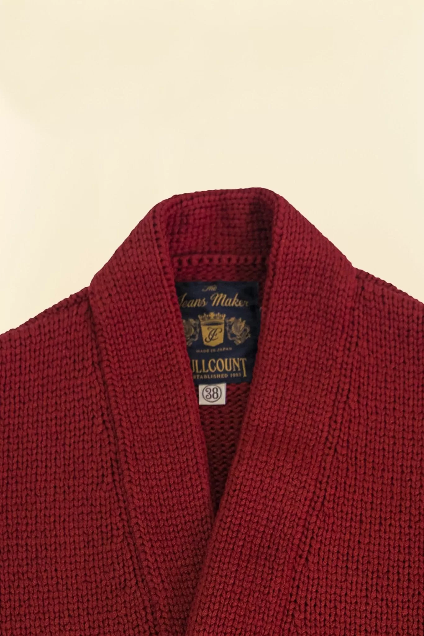 Fullcount Husk Wool Letterman Cardigan - Burgundy