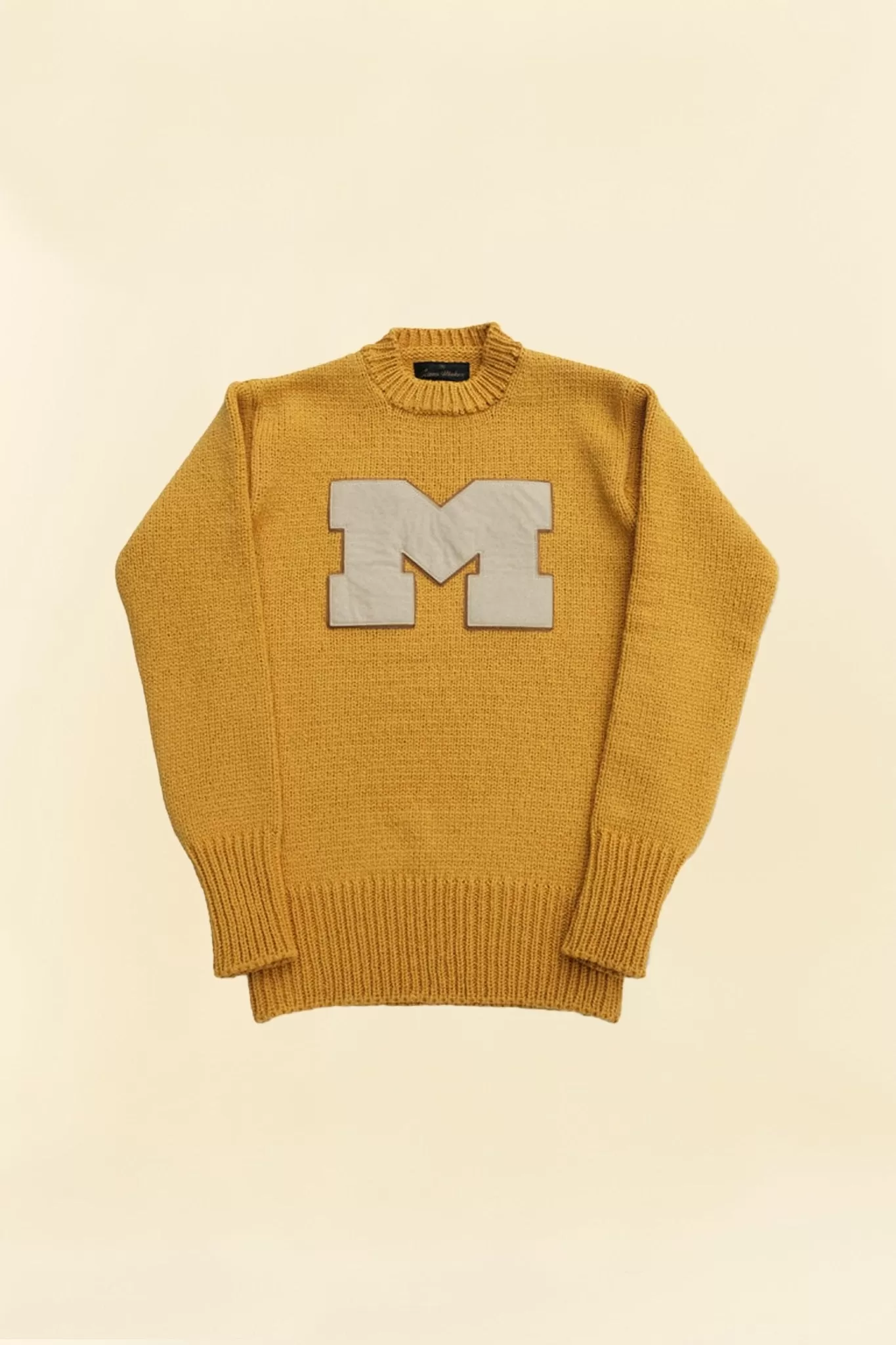 Fullcount Husk Wool Letterman School Sweater - Mustard