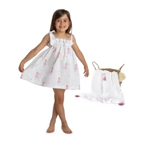 Girls Meia Pata Ballerina Print Beach Dress