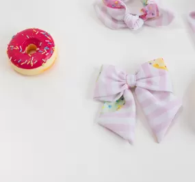 Girls Meia Pata Donut Print Hairbow