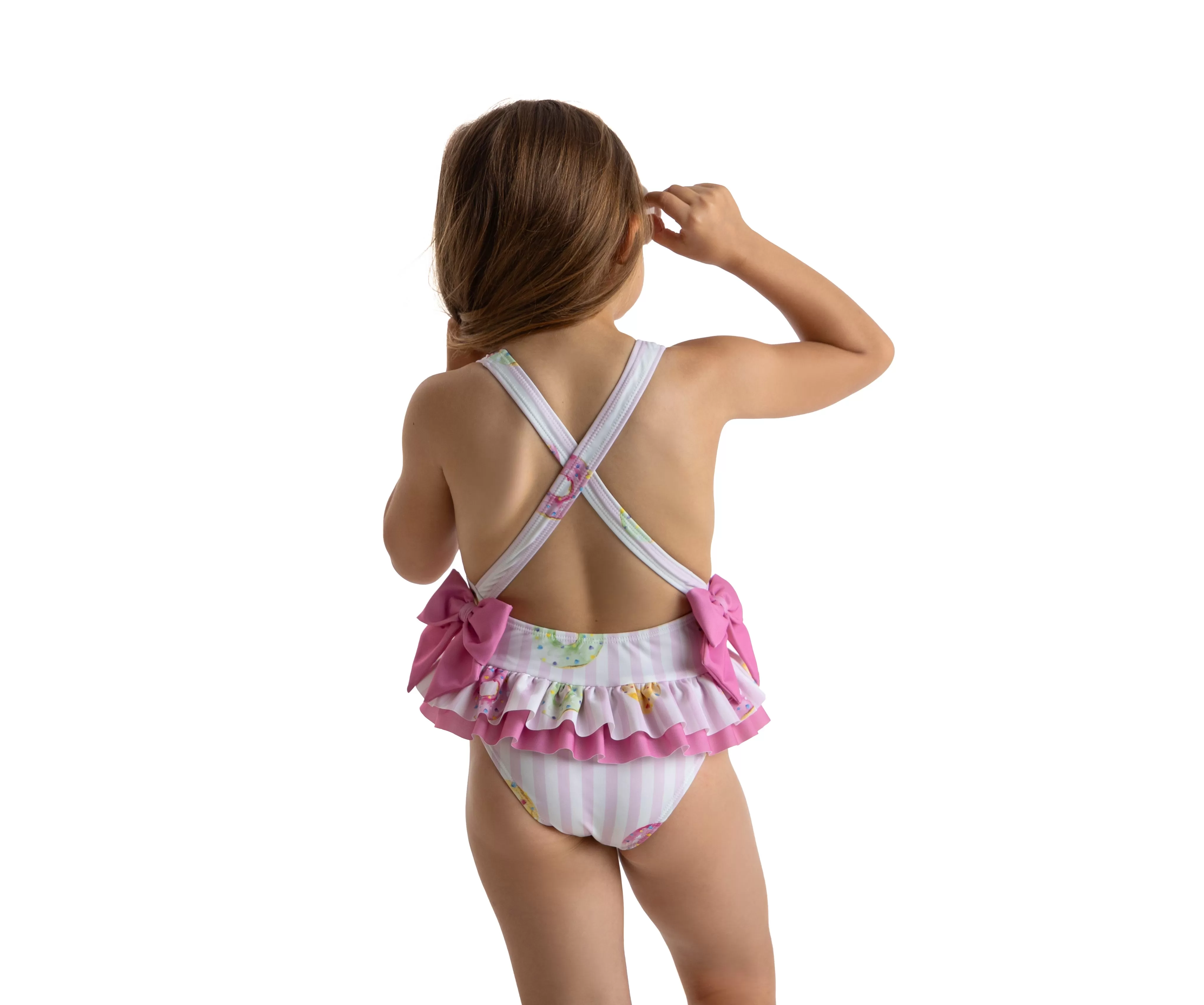 Girls Meia Pata Donut Print Swimsuit