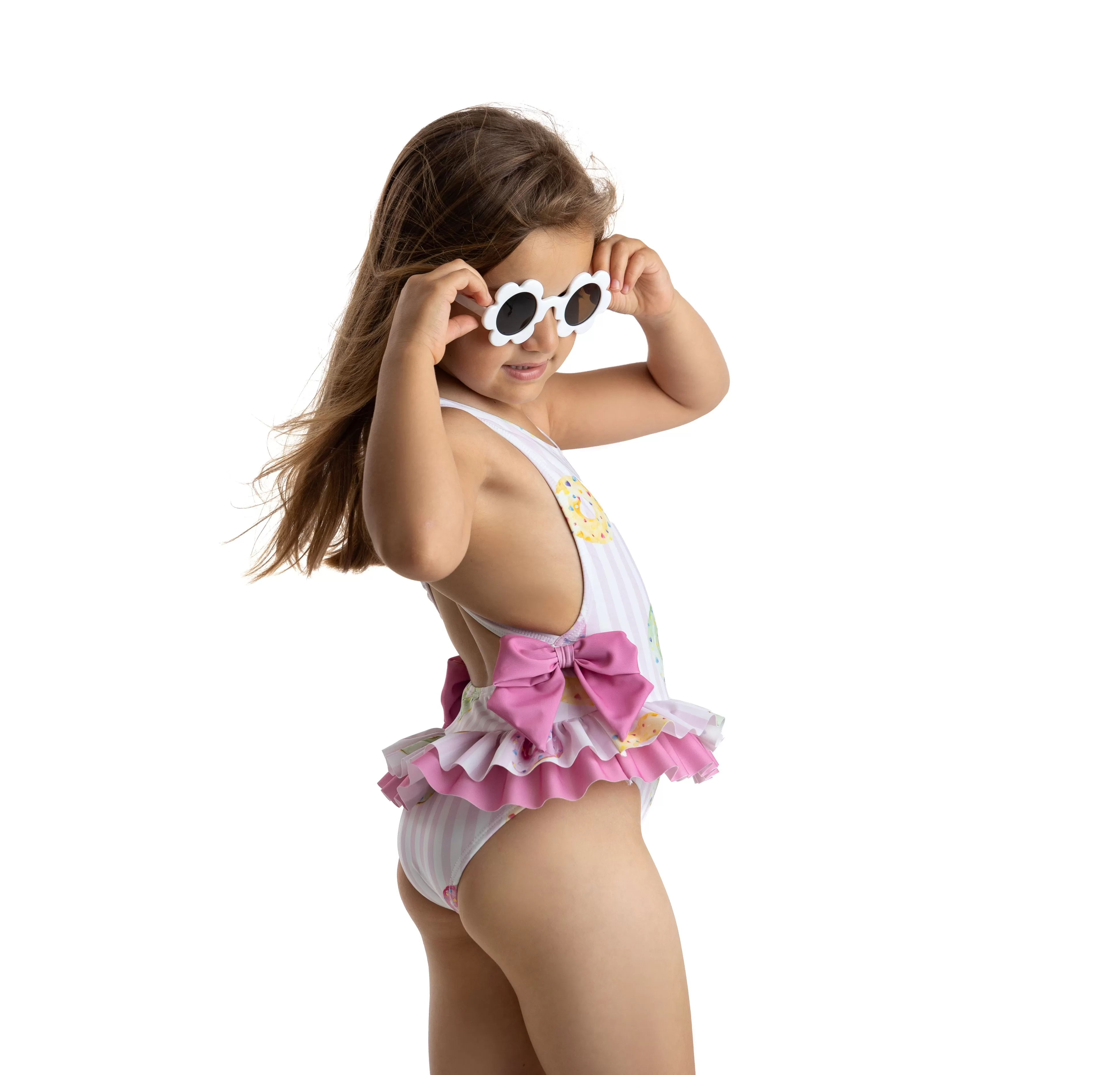 Girls Meia Pata Donut Print Swimsuit