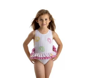 Girls Meia Pata Donut Print Swimsuit