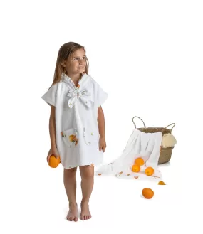 Girls Meia Pata Orange Towelling Poncho