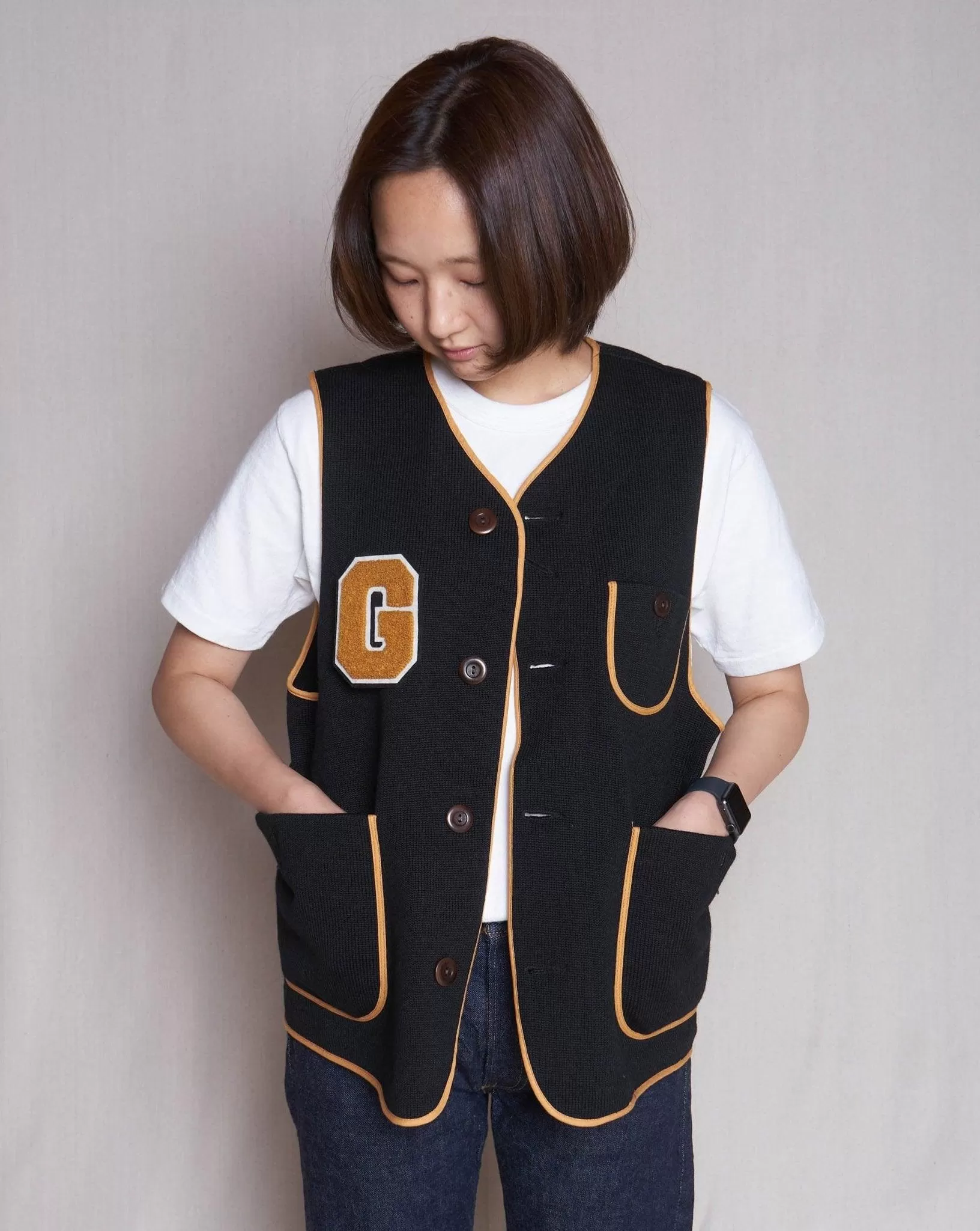 Godspeed x Dehen 1920 'Five Year' Knit Utility Vest - Black / Gold