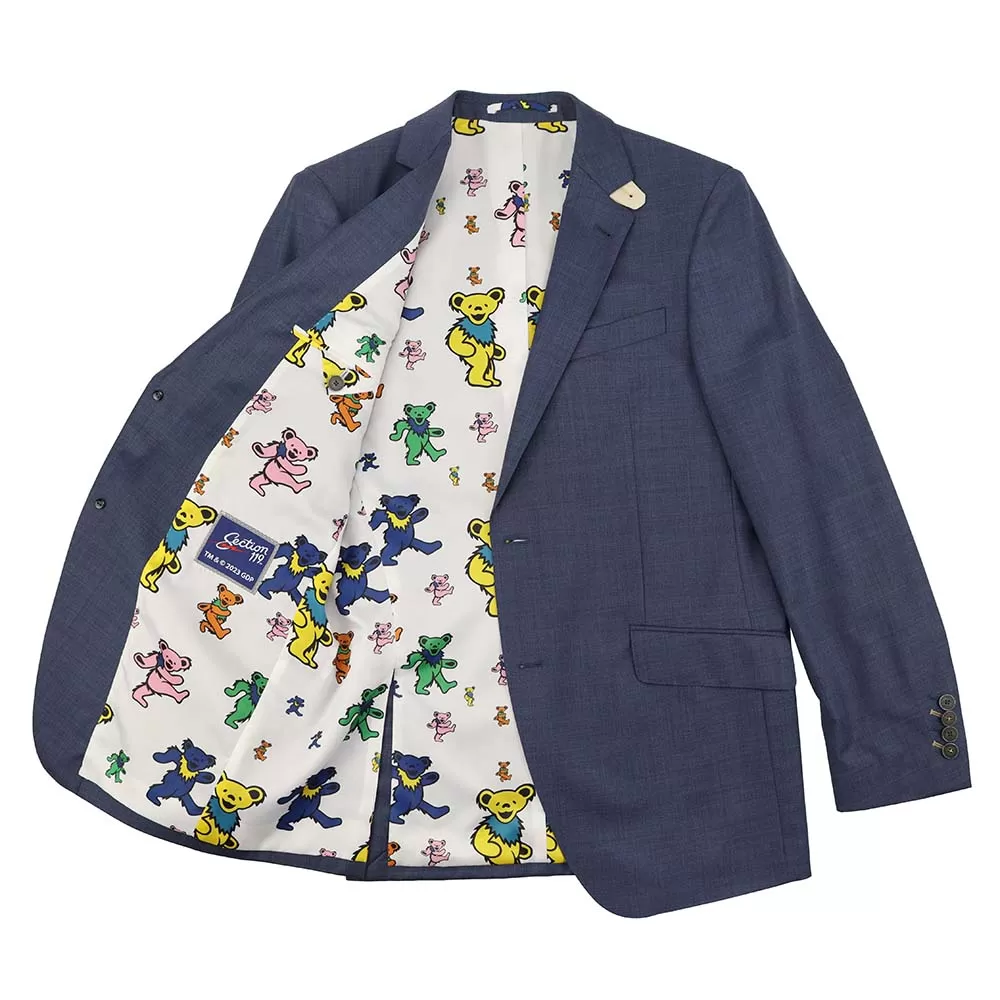 Grateful Dead Sharkskin Blue Dancing Bear Sport Coat