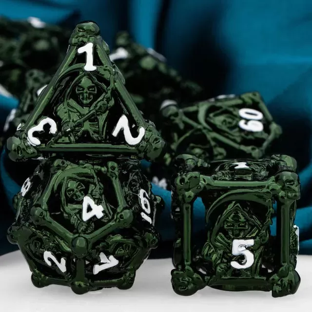 Grim Reaper Hollow Metal Polyhedral Dice Set