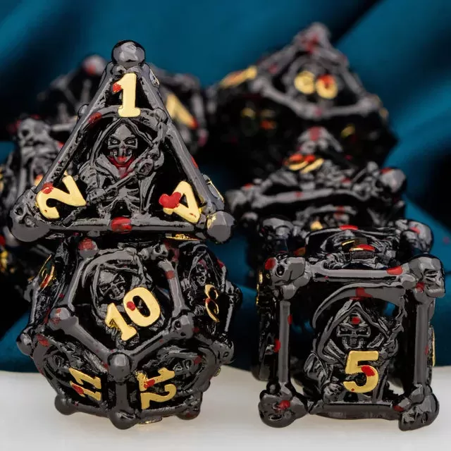 Grim Reaper Hollow Metal Polyhedral Dice Set