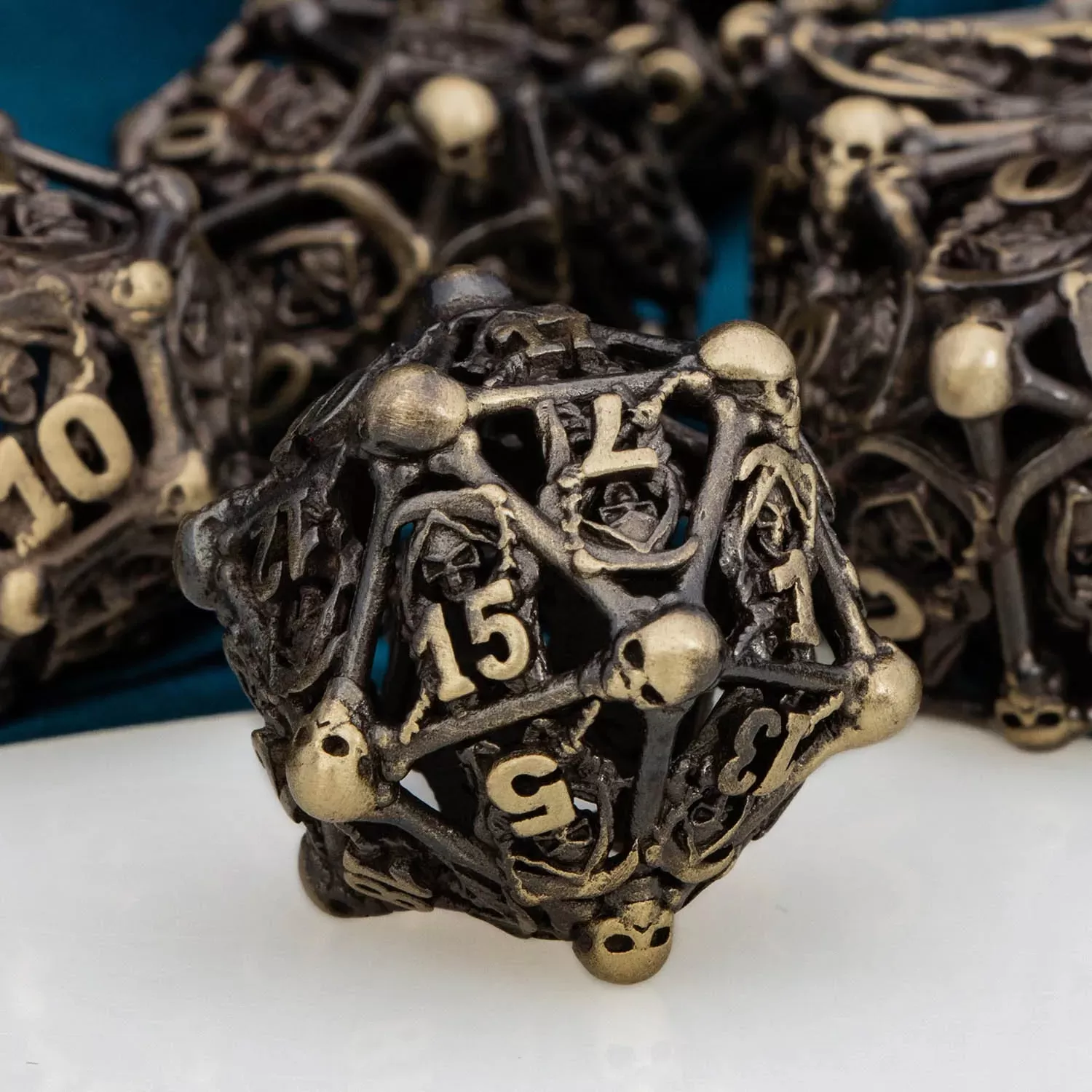 Grim Reaper Hollow Metal Polyhedral Dice Set