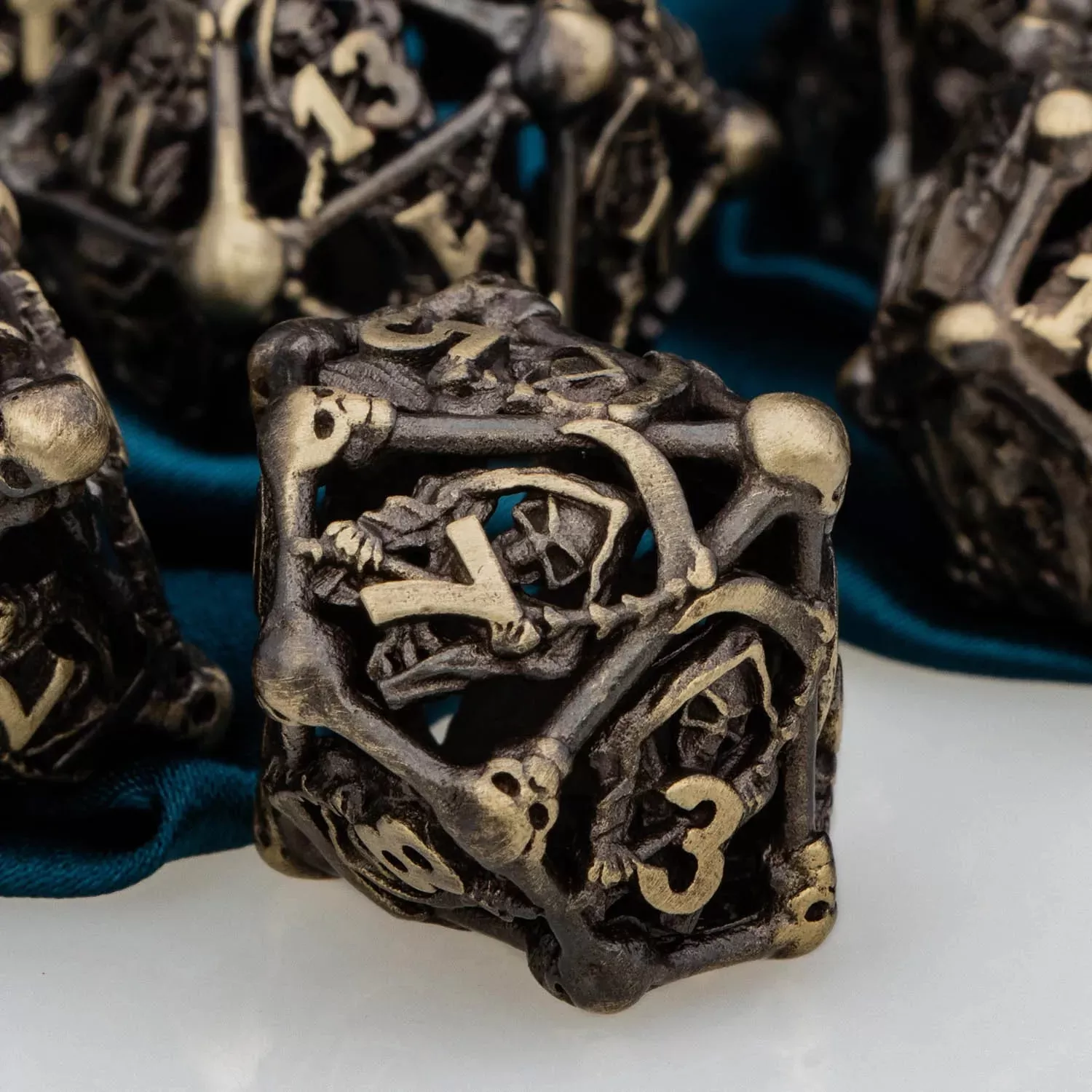 Grim Reaper Hollow Metal Polyhedral Dice Set