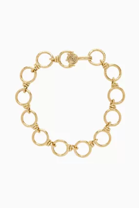 Hammered Circle Chain Necklace - Brass