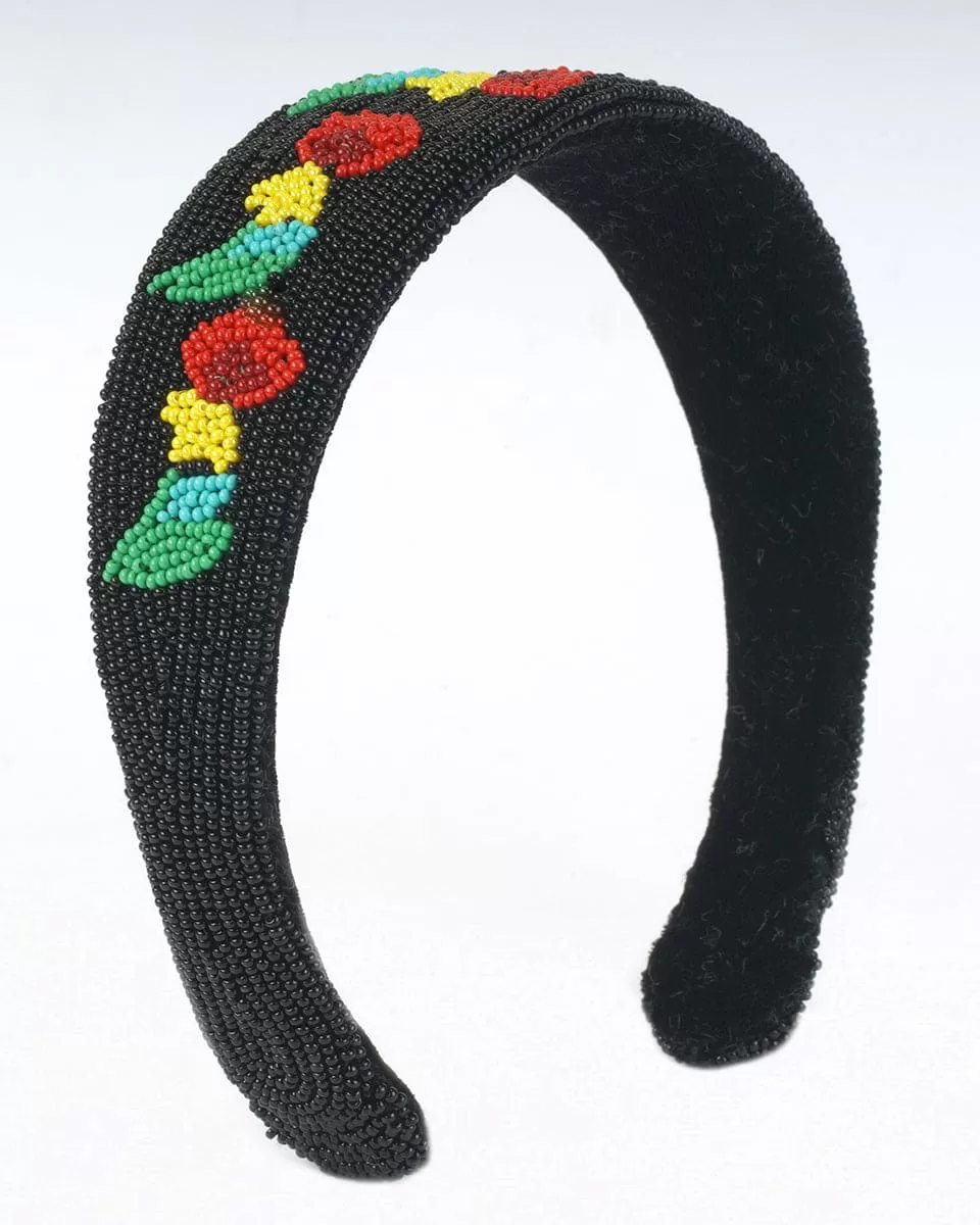 Handcrafted Japanese Beads Embroidered Flower Headband