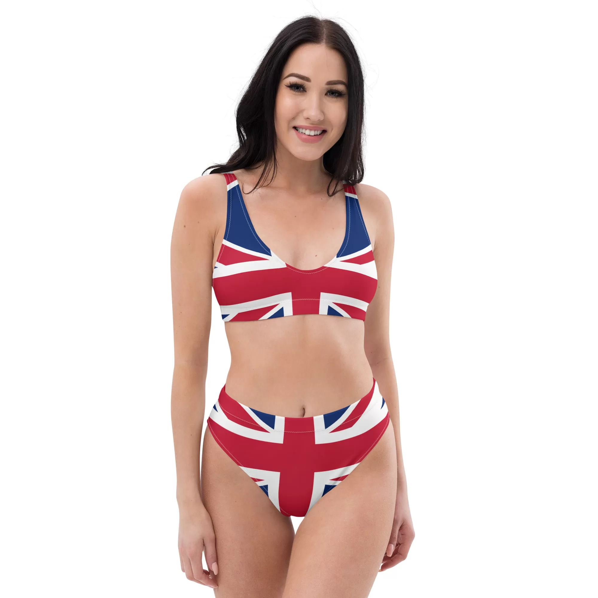 High Waisted Bikini Set / Union Jack Bikini / UK Flag Two Piece Swimwear