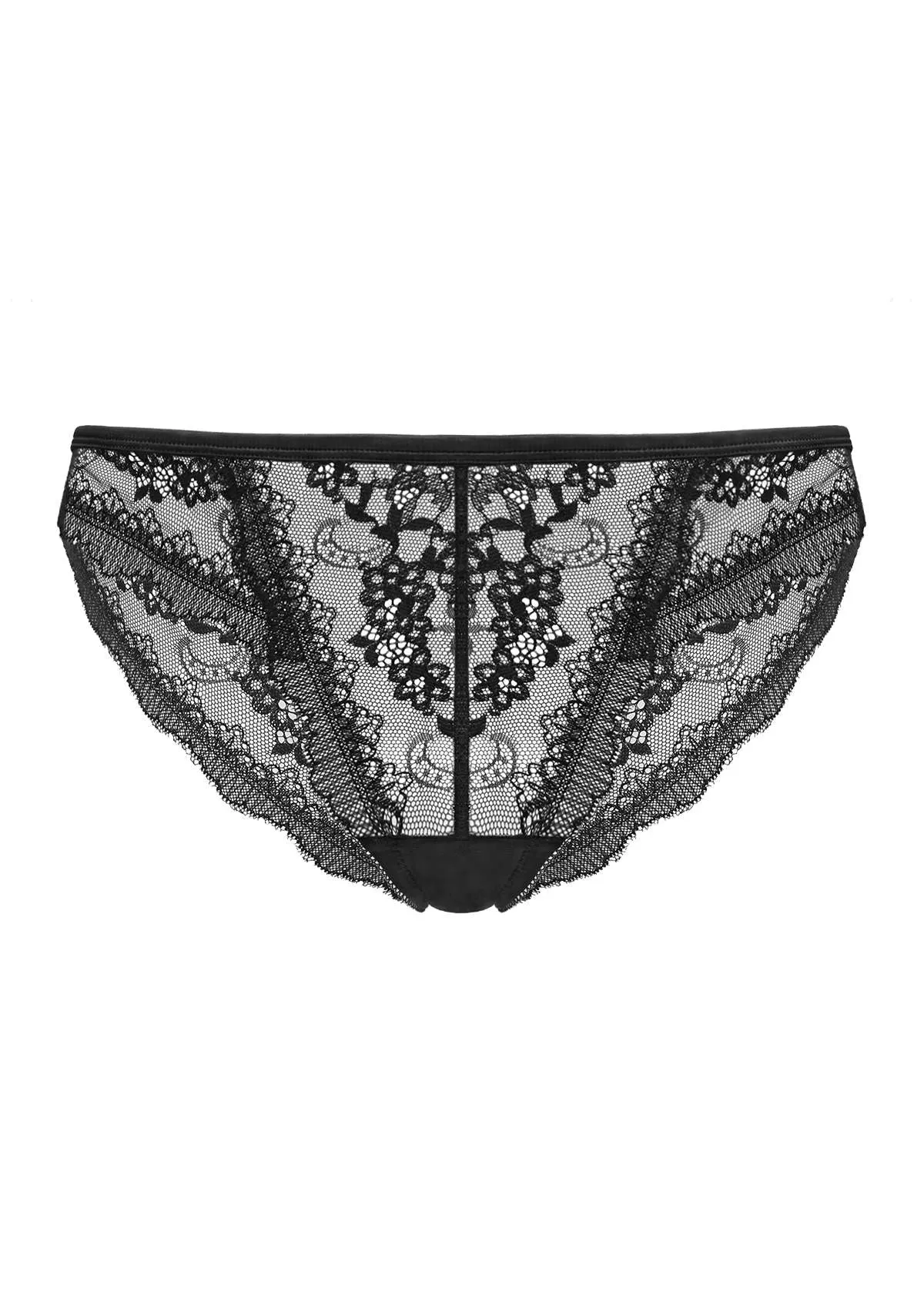 HSIA Floral Bridal Lace Back Black Bikini Underwear