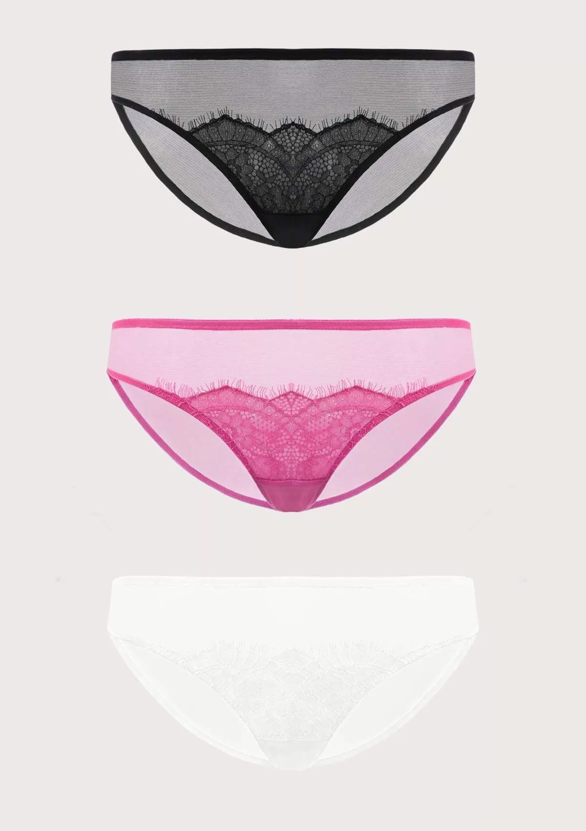 HSIA Mesh Eyelash Lace Bikini Panties 3 Pack