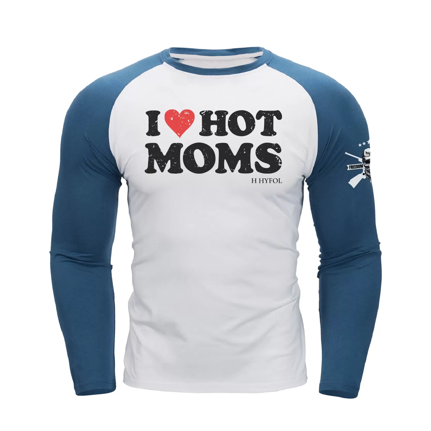 I LOVE HOT MOMS  RAGLAN GRAPHIC  LONG SLEEVE T-SHIRT