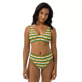 India Flag Bikini / Recycled High-Waisted Bikini/ Eco Friendly Swimwear For India Lover