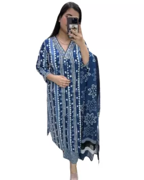 Indigo Blue Cotton Summer Special Salwar Suit Set