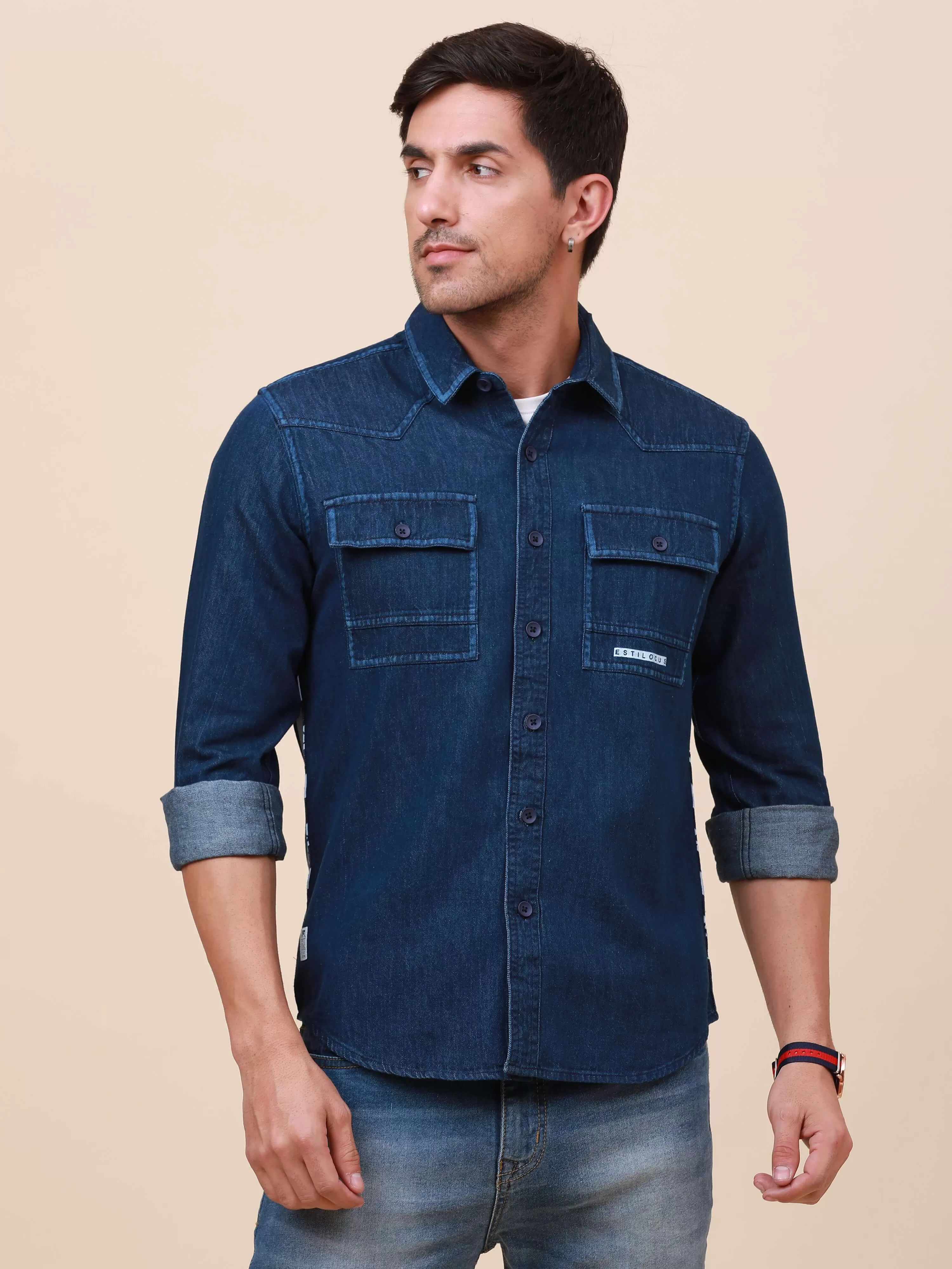 Indigo Denim Double Pocket Shirt