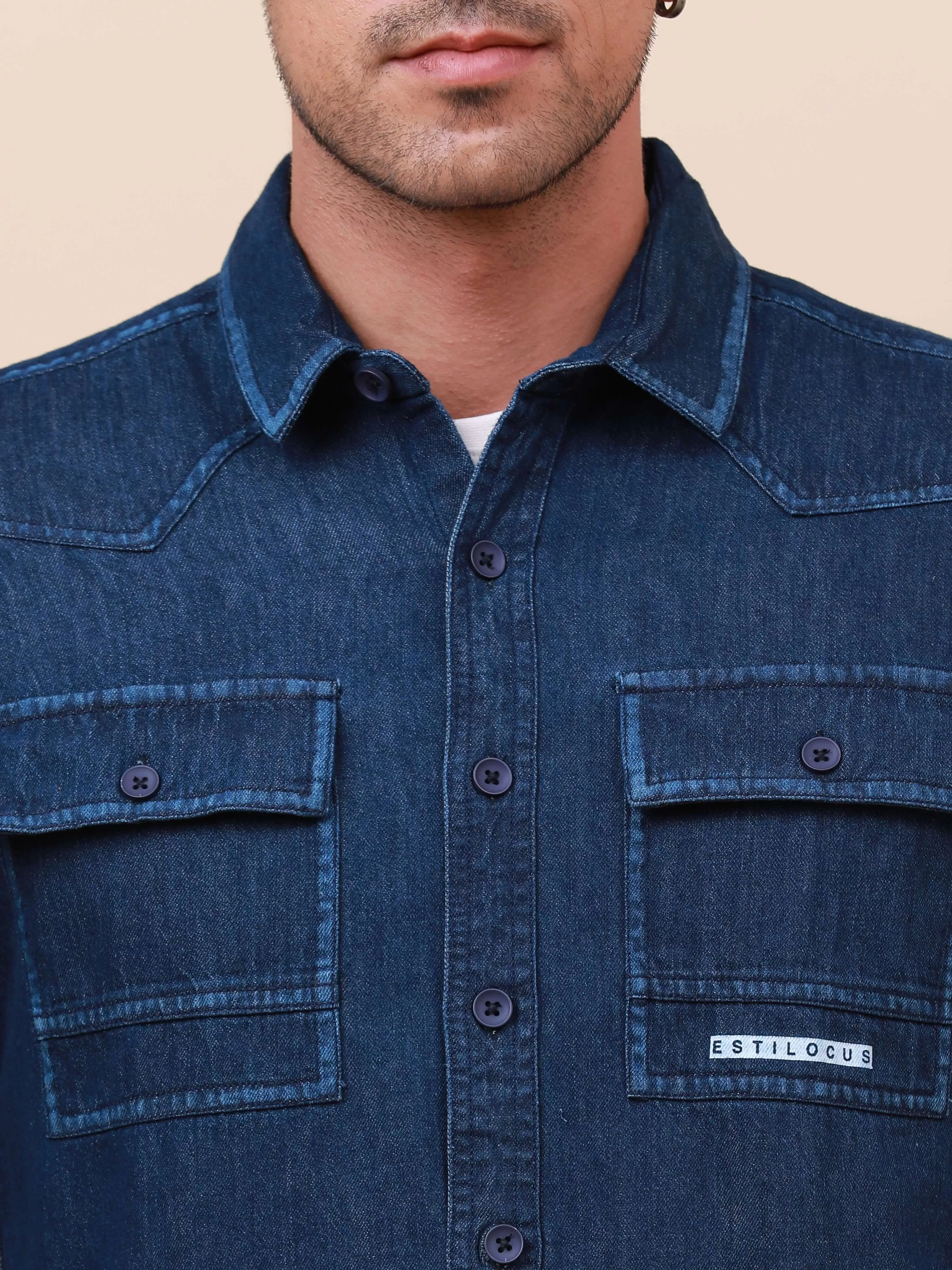 Indigo Denim Double Pocket Shirt