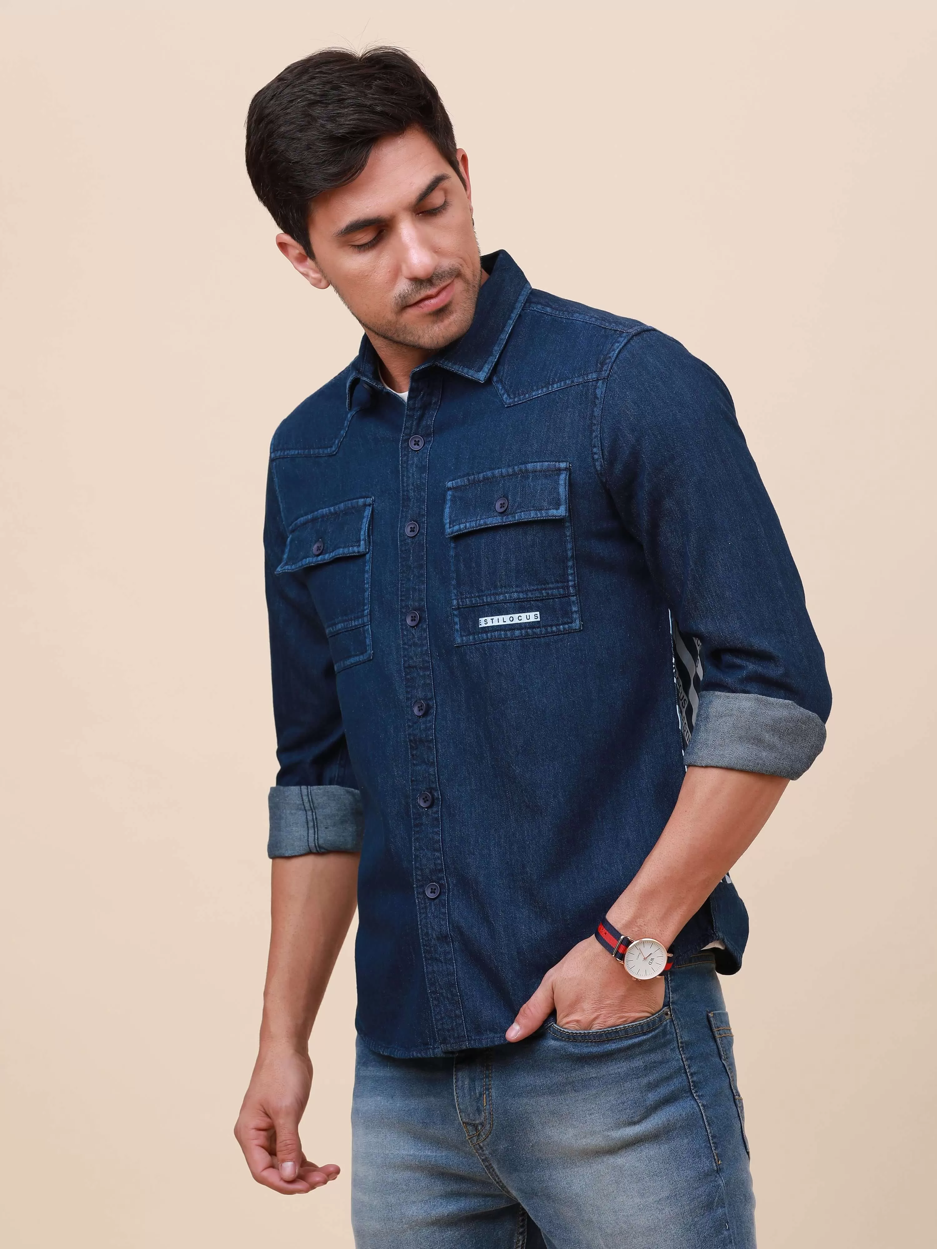 Indigo Denim Double Pocket Shirt