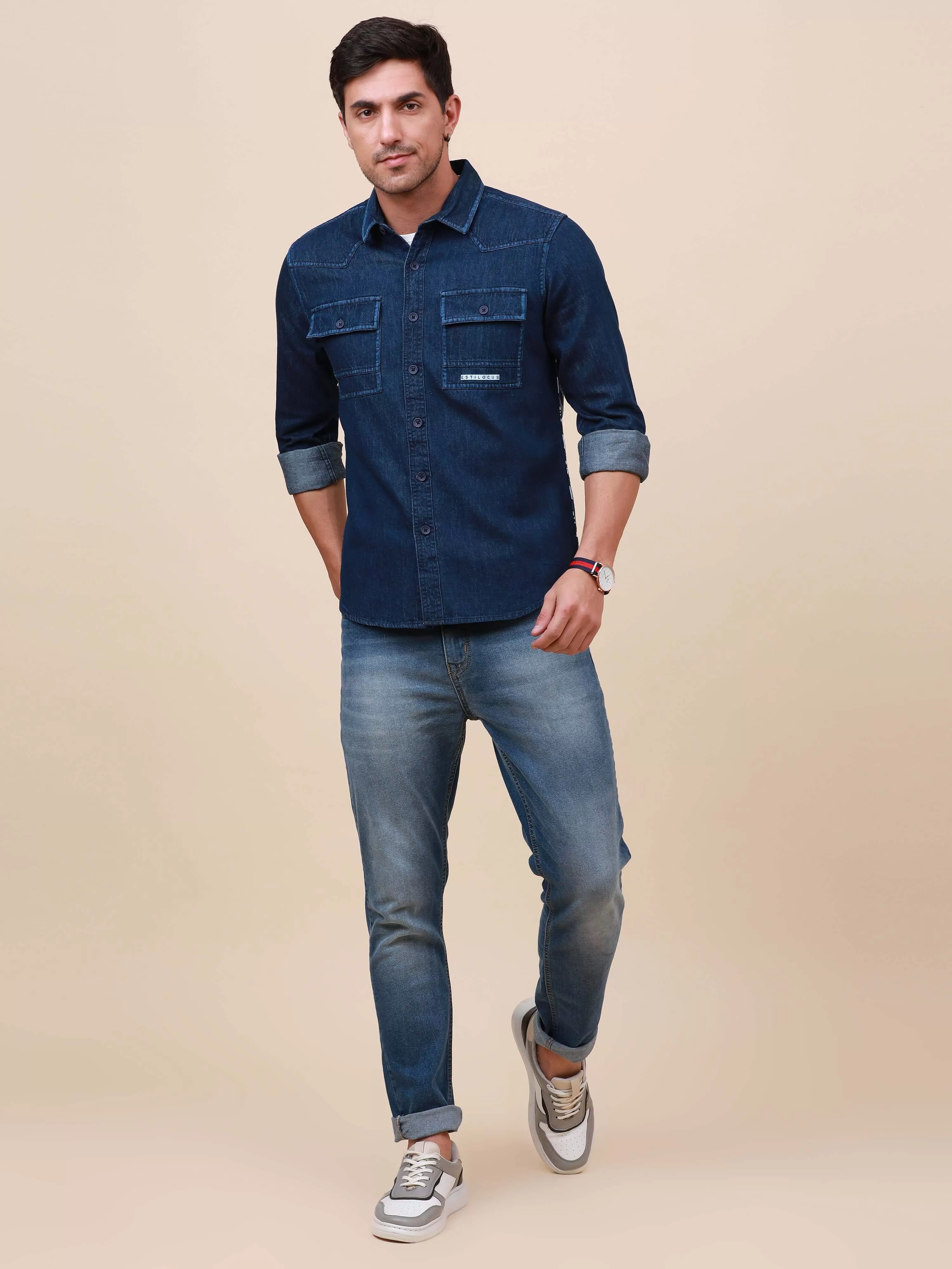 Indigo Denim Double Pocket Shirt