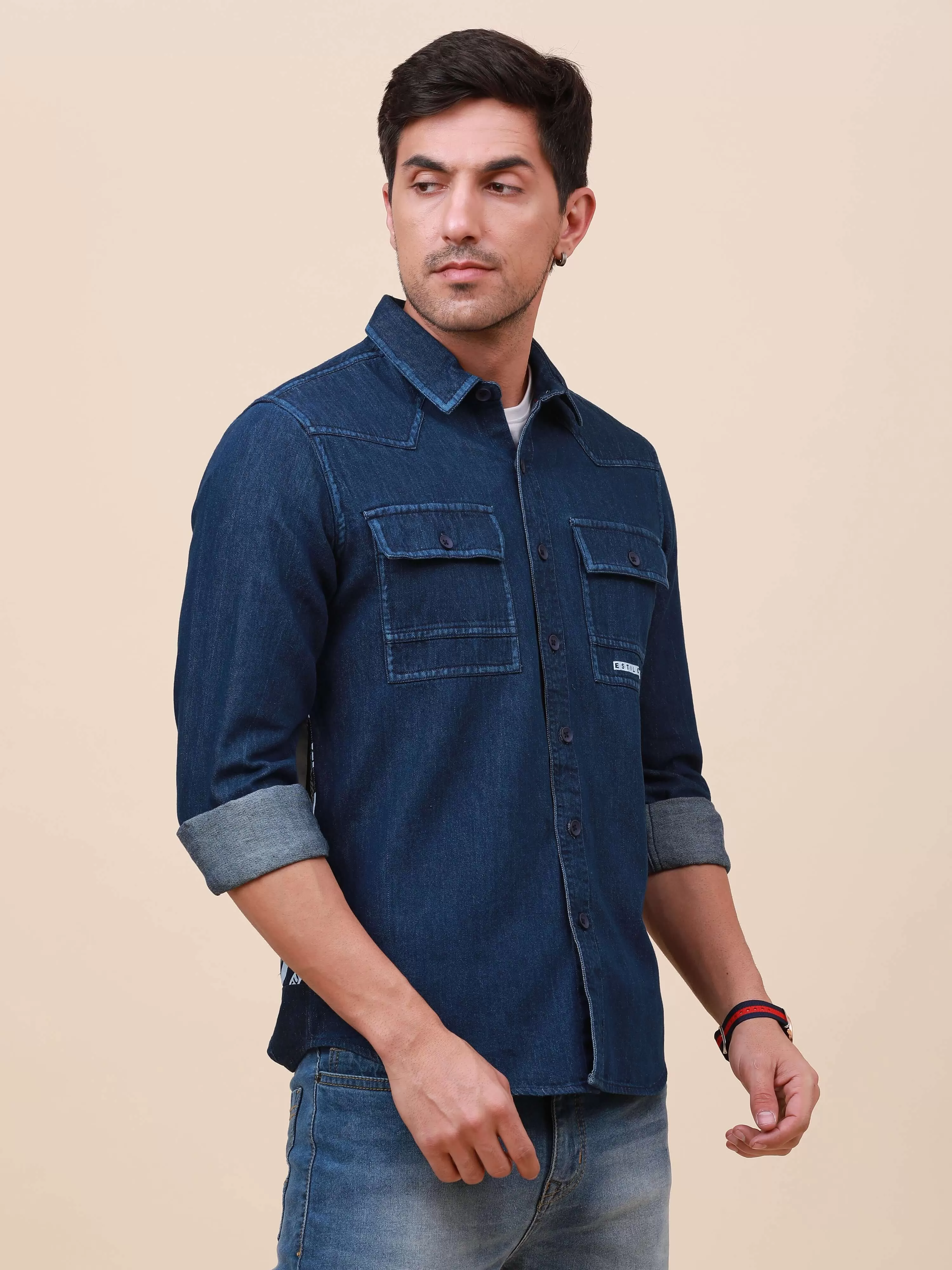 Indigo Denim Double Pocket Shirt