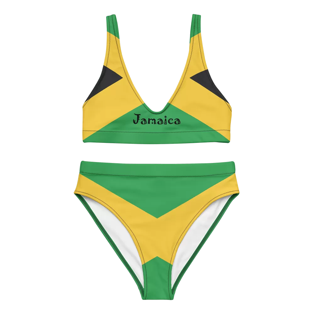 Jamaica flag bikini set / Recycled polyester / Jamaican Flag Color / Jamaican Flag Bathing Suit